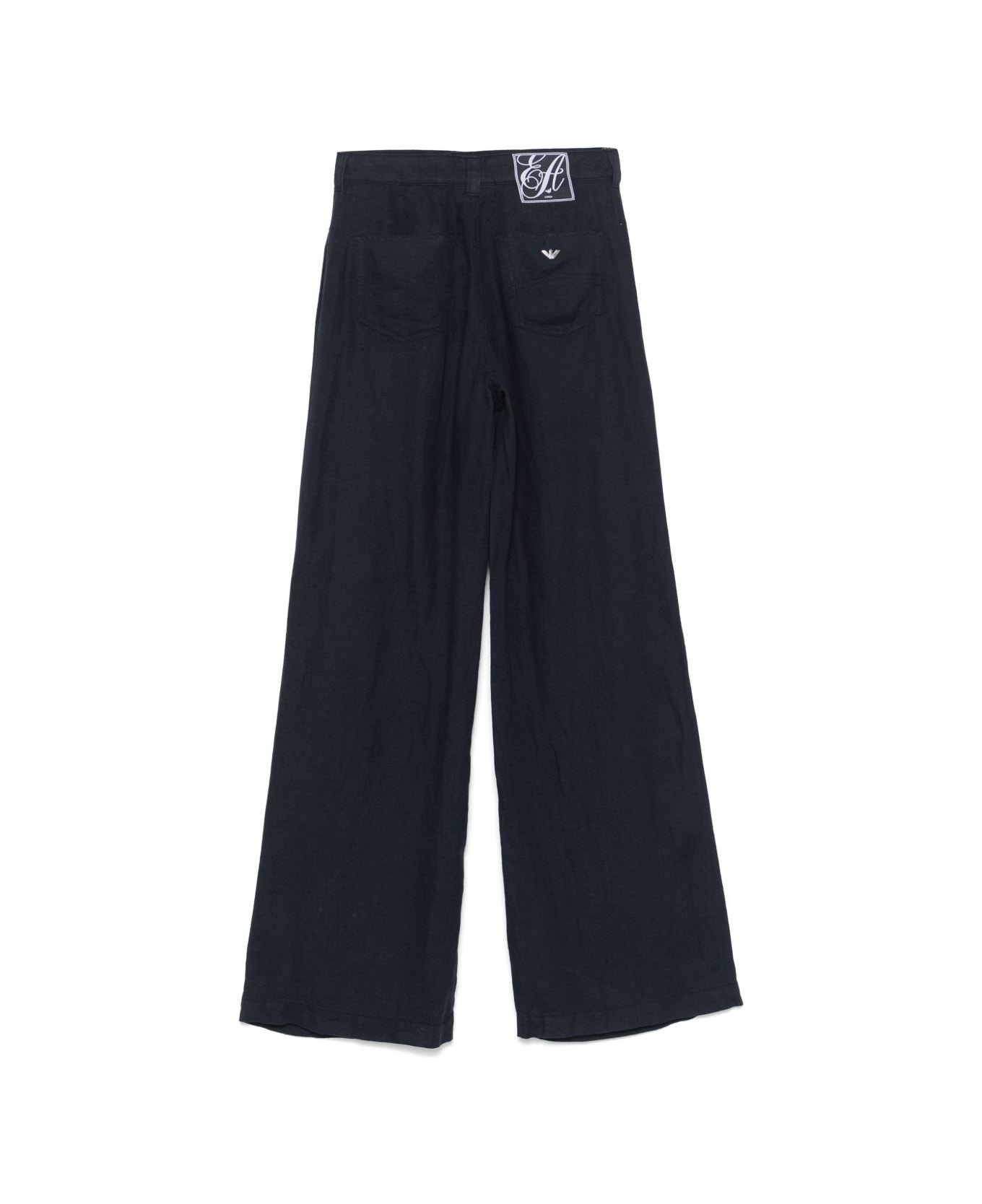 Emporio Armani Wide-leg Linen Trousers - Blue