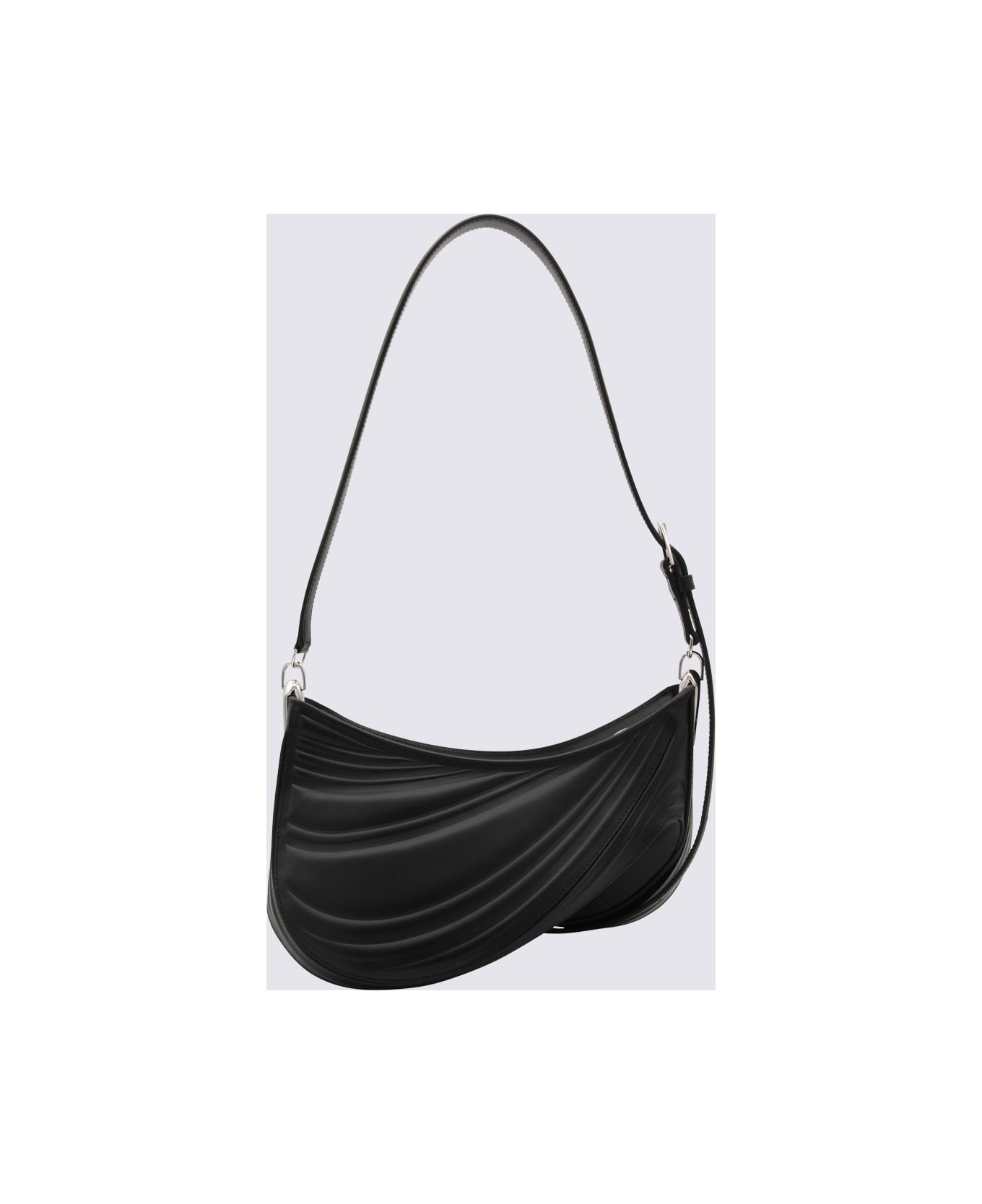 Mugler Blacke Leather Curve Shoulder Bag - Black