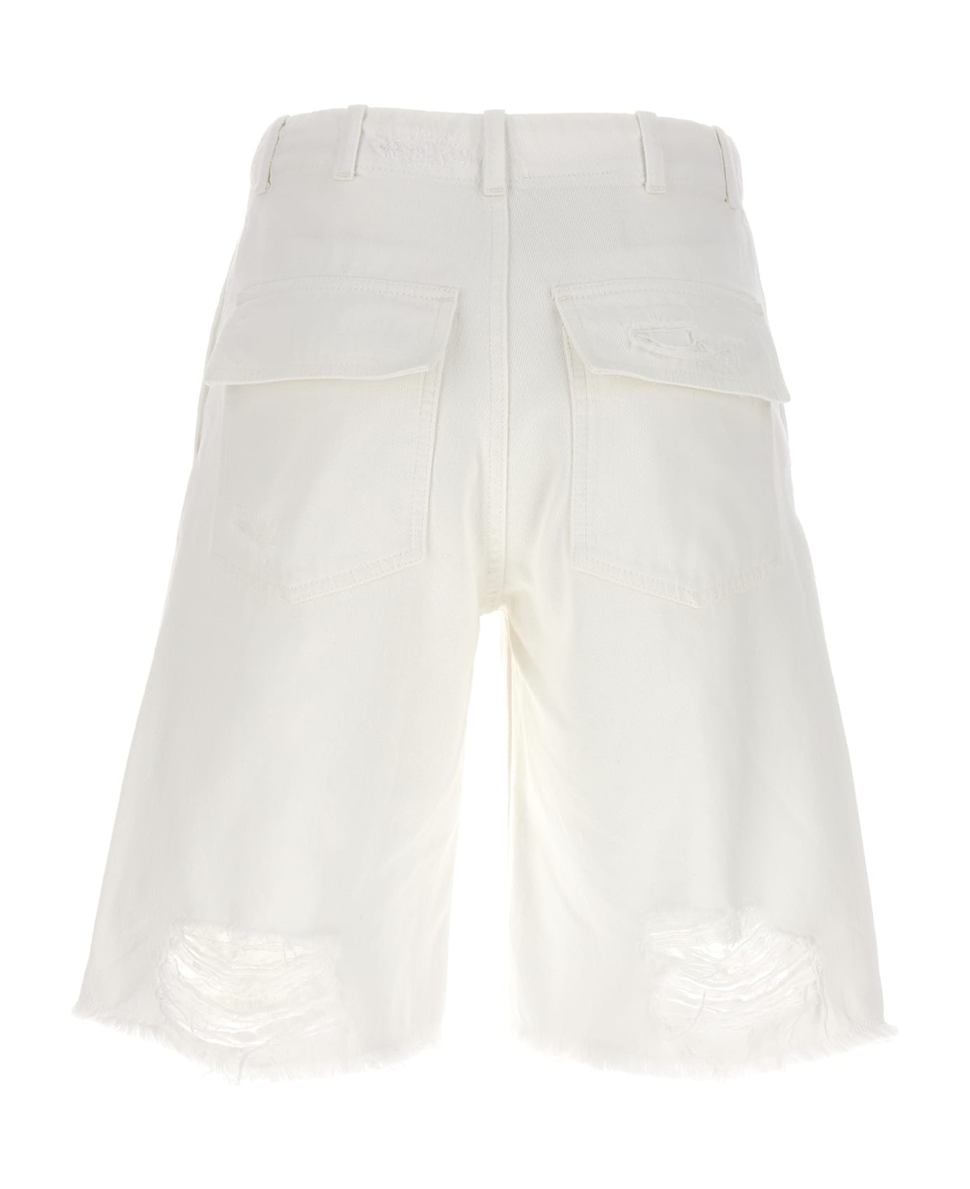 Givenchy Destroyed Denim Bermuda Shorts - White ショートパンツ