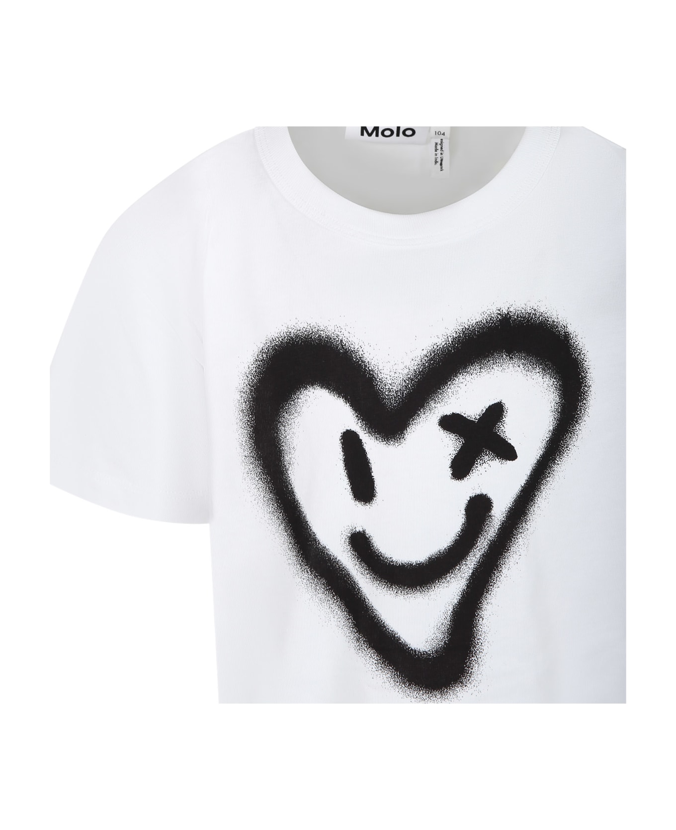 Molo White T-shirt For Boy With Heart - White