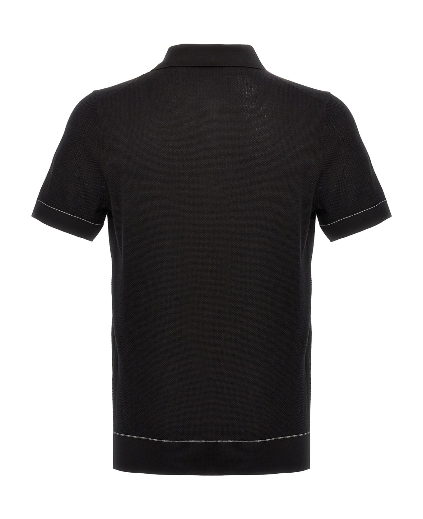 Brioni Textured Polo Shirt - Black   ポロシャツ