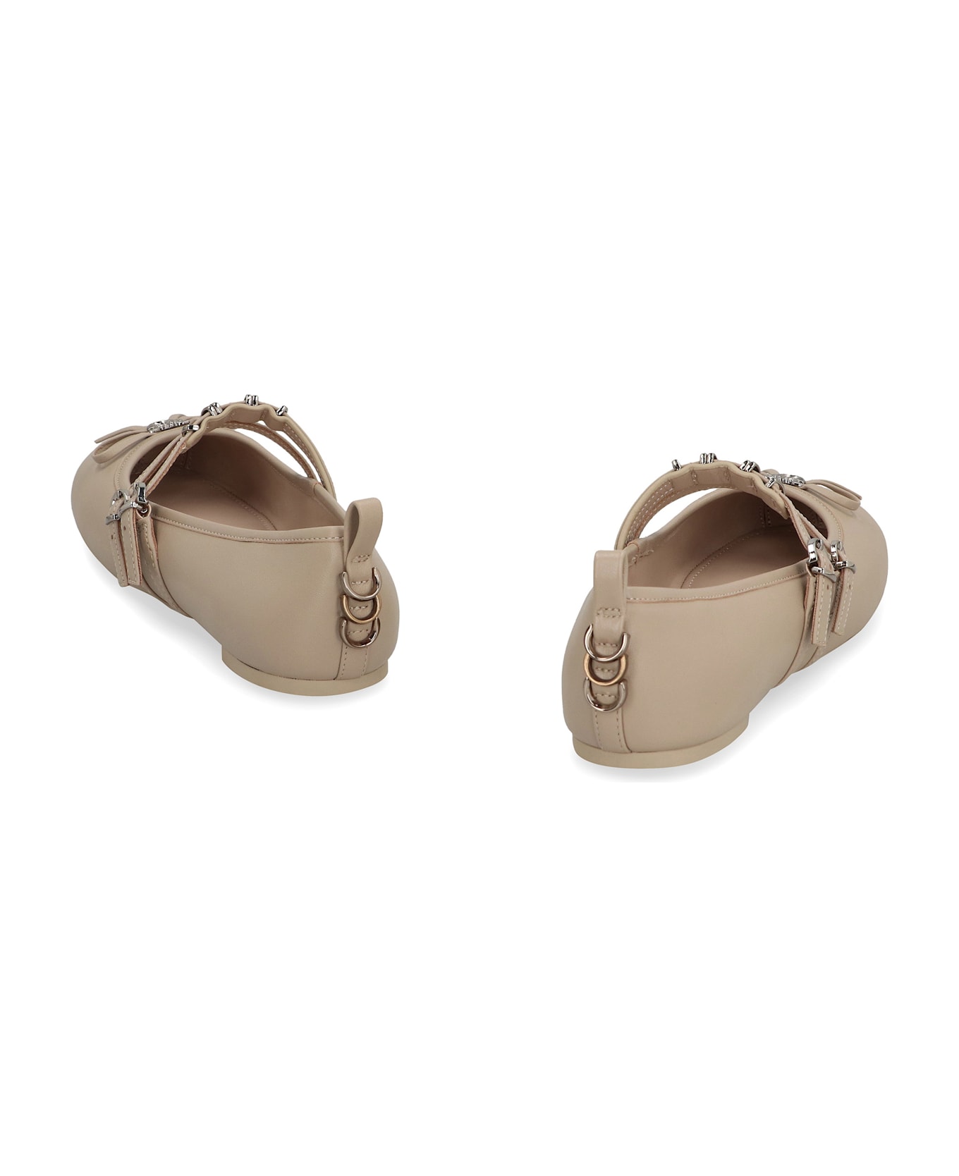 Pinko Gioia Leather Ballet Flats - Ecru