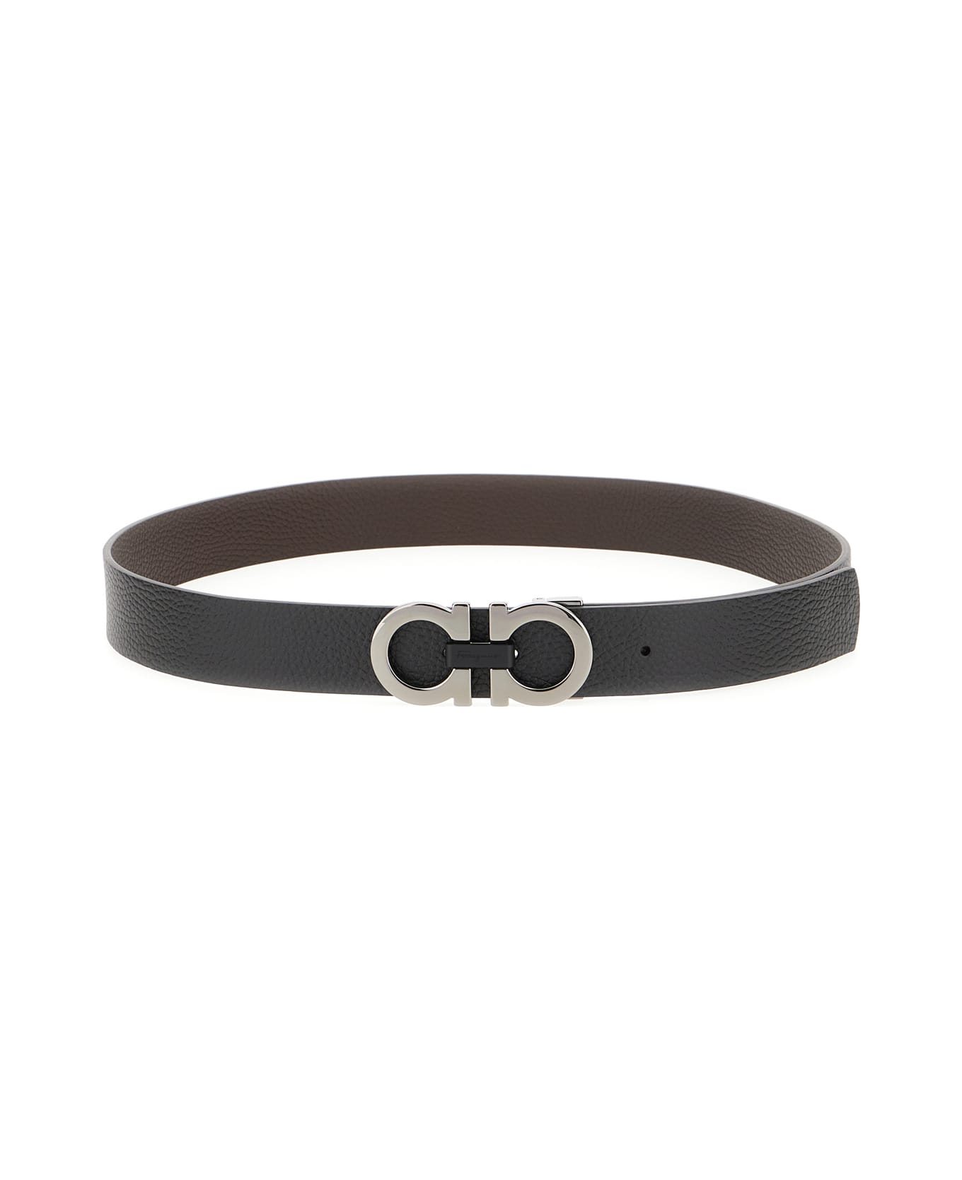 Ferragamo Black Leather Reversible Belt - 002