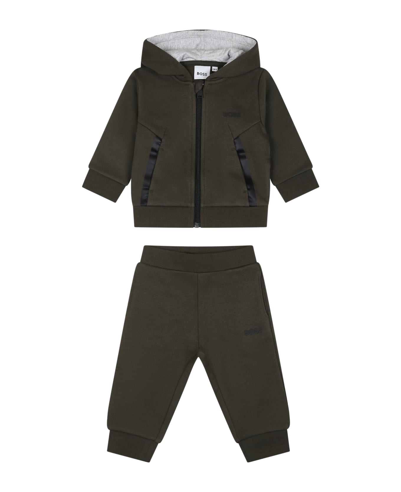Hugo Boss Green Suit For Baby Boy With Logo - Green ボトムス
