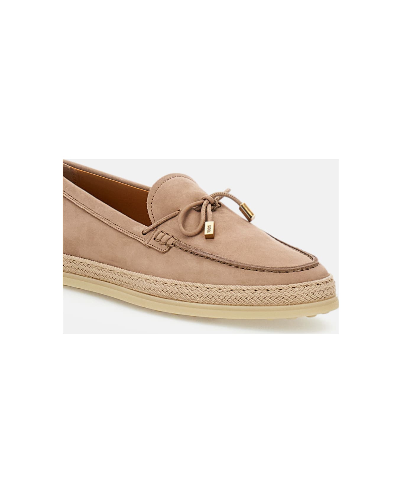 Tod's Leather And Raffia Loafer - Pink