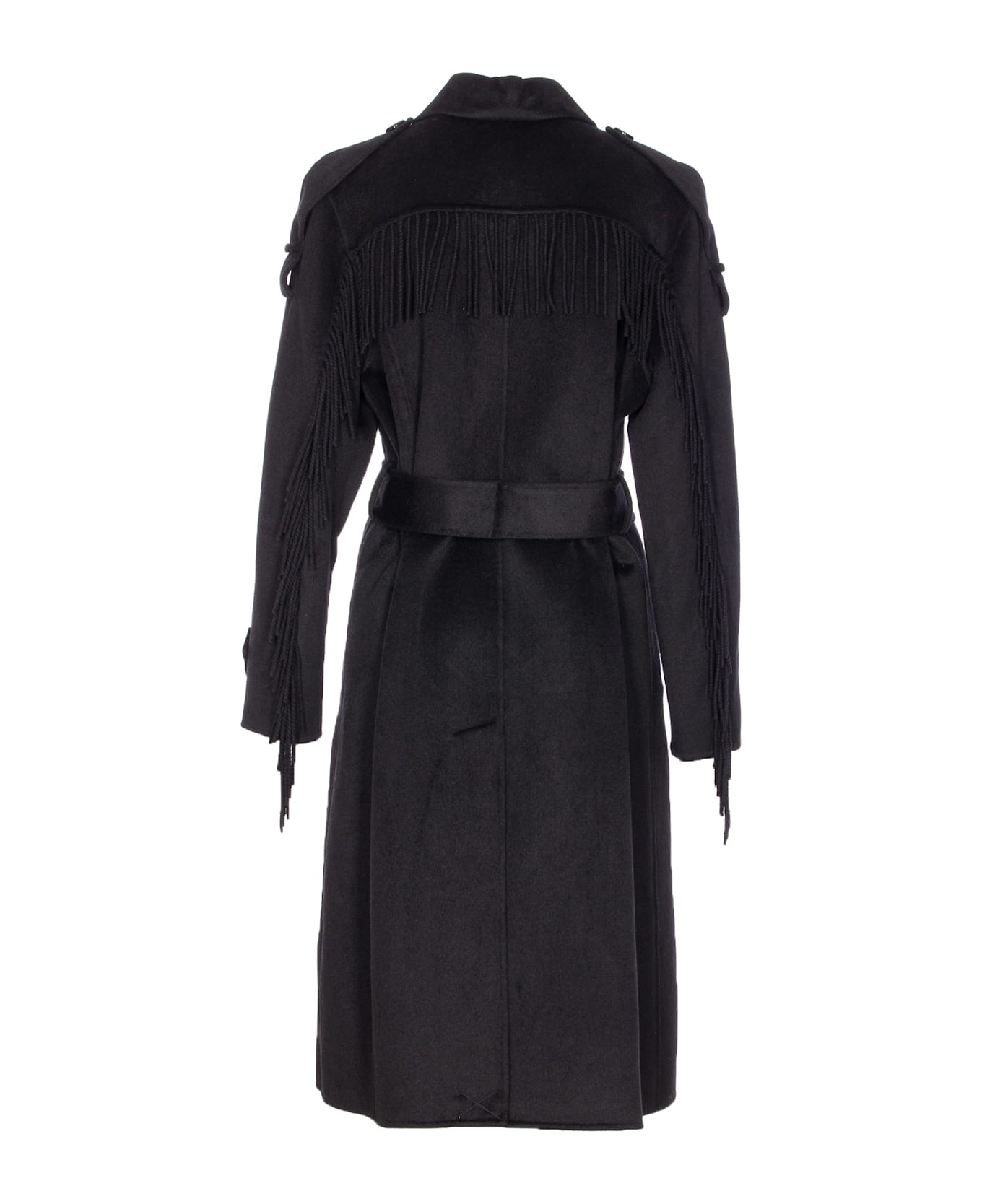 Liu-Jo Trench Coat With Fringes - Black