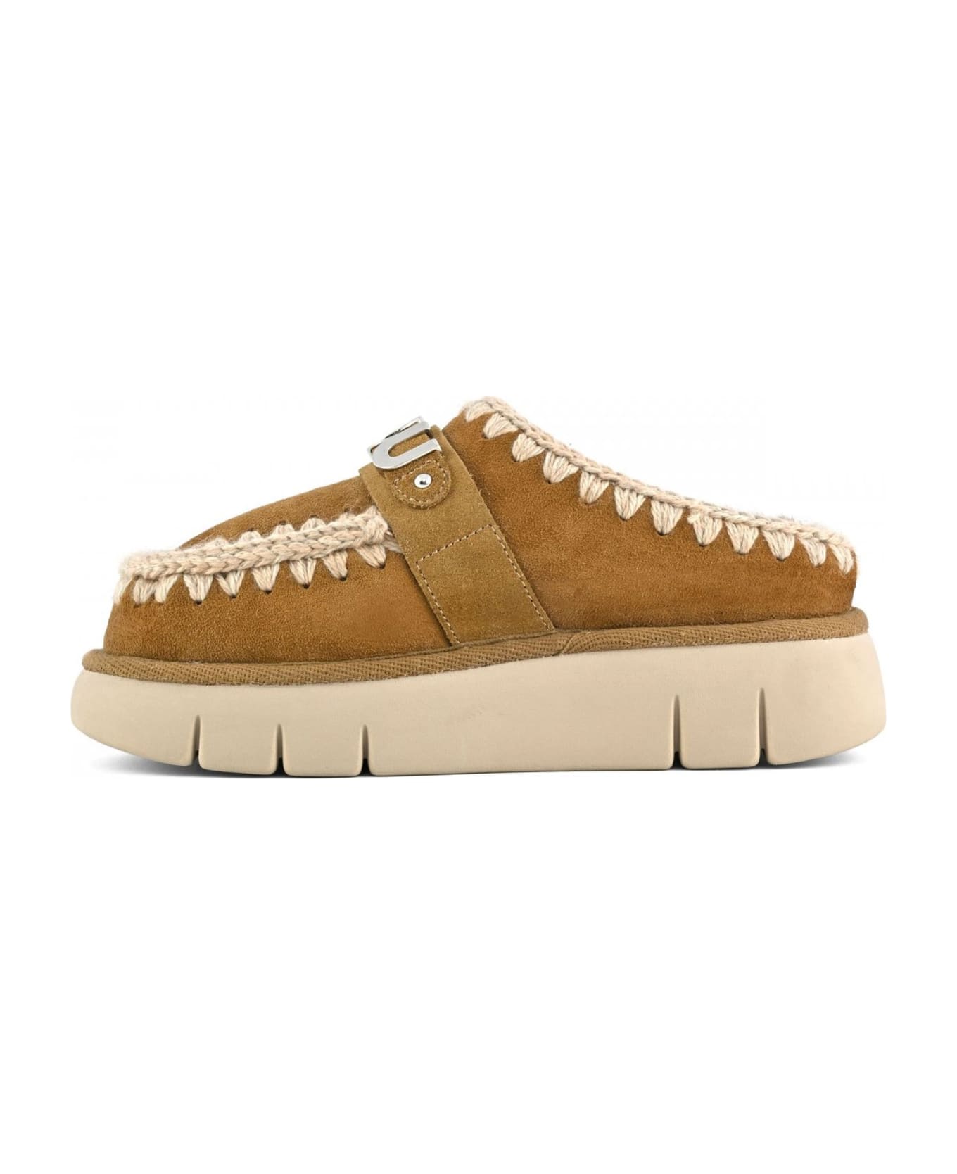 Mou Brown Double-face Sheepskin Bounce Clog - Marrone