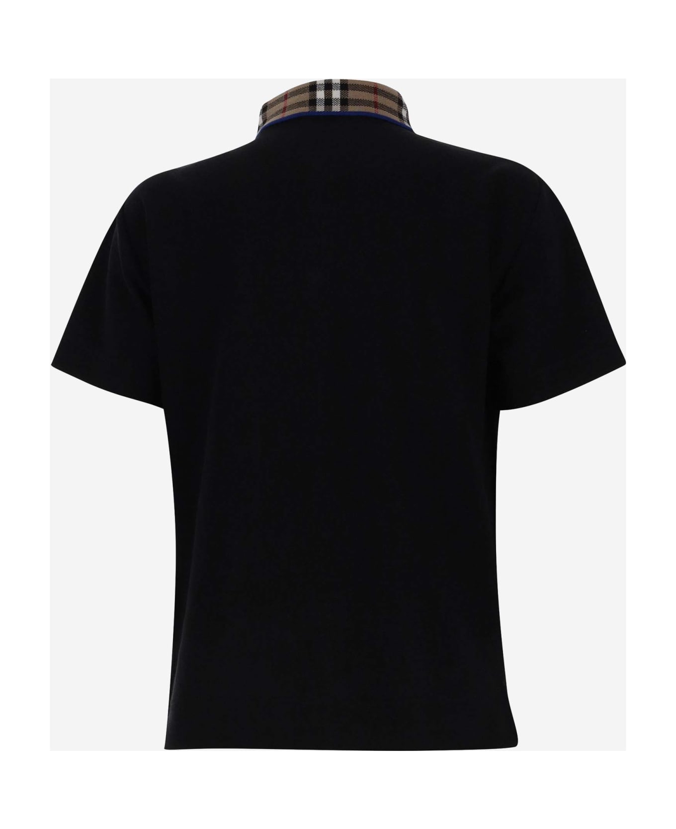Burberry Cotton Polo Shirt With Check Pattern - Black Tシャツ＆ポロシャツ