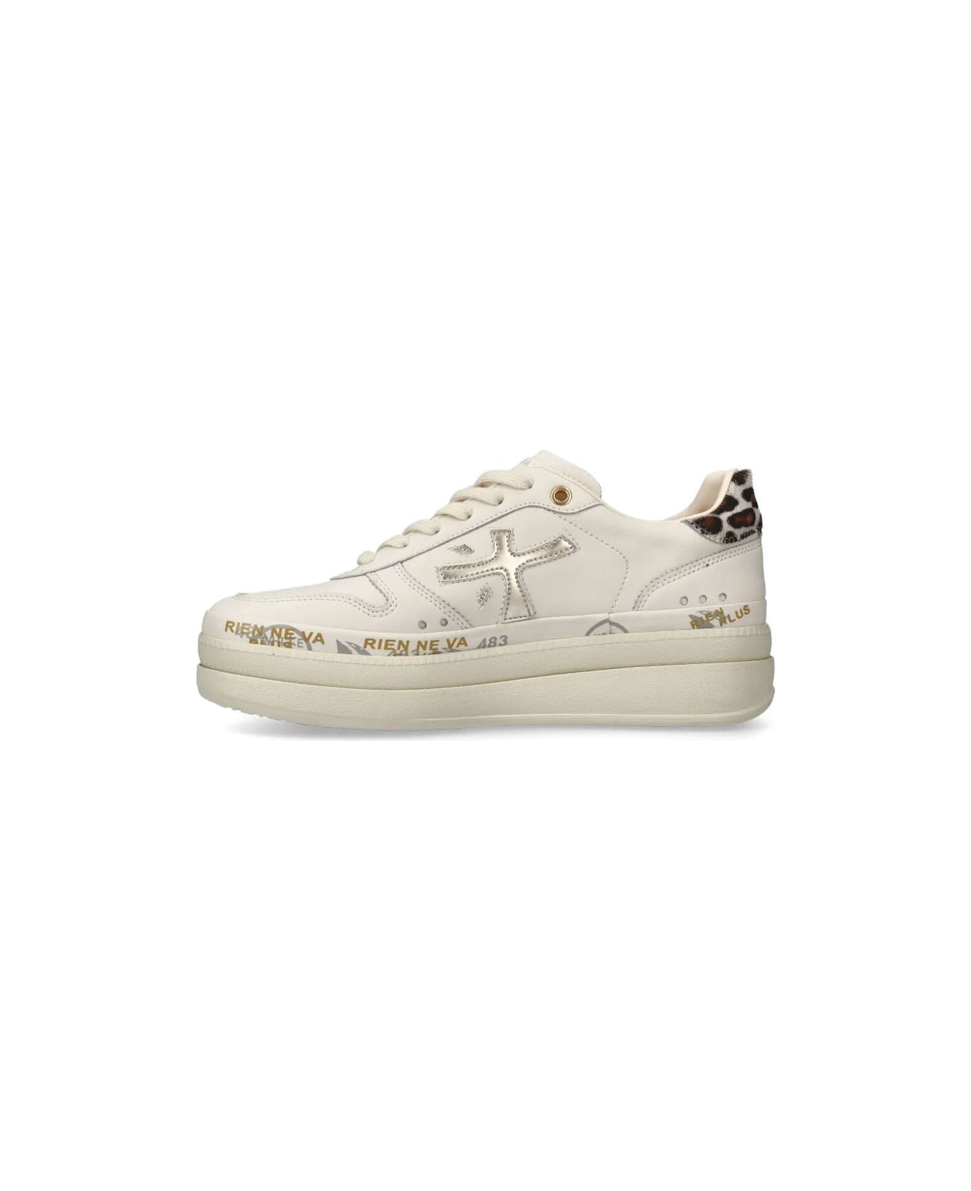 Premiata Micol Sneakers - White Cream Leopard Print