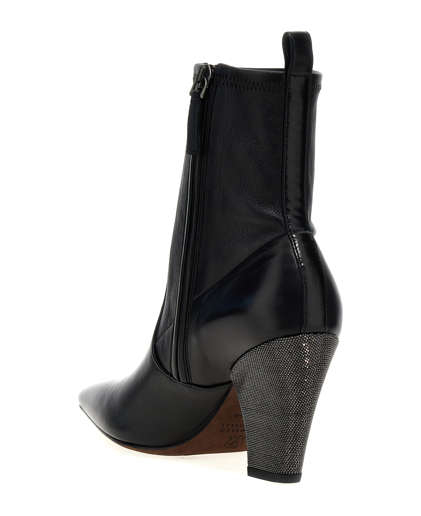 Brunello Cucinelli Jewel Heel Ankle Boots - Black  