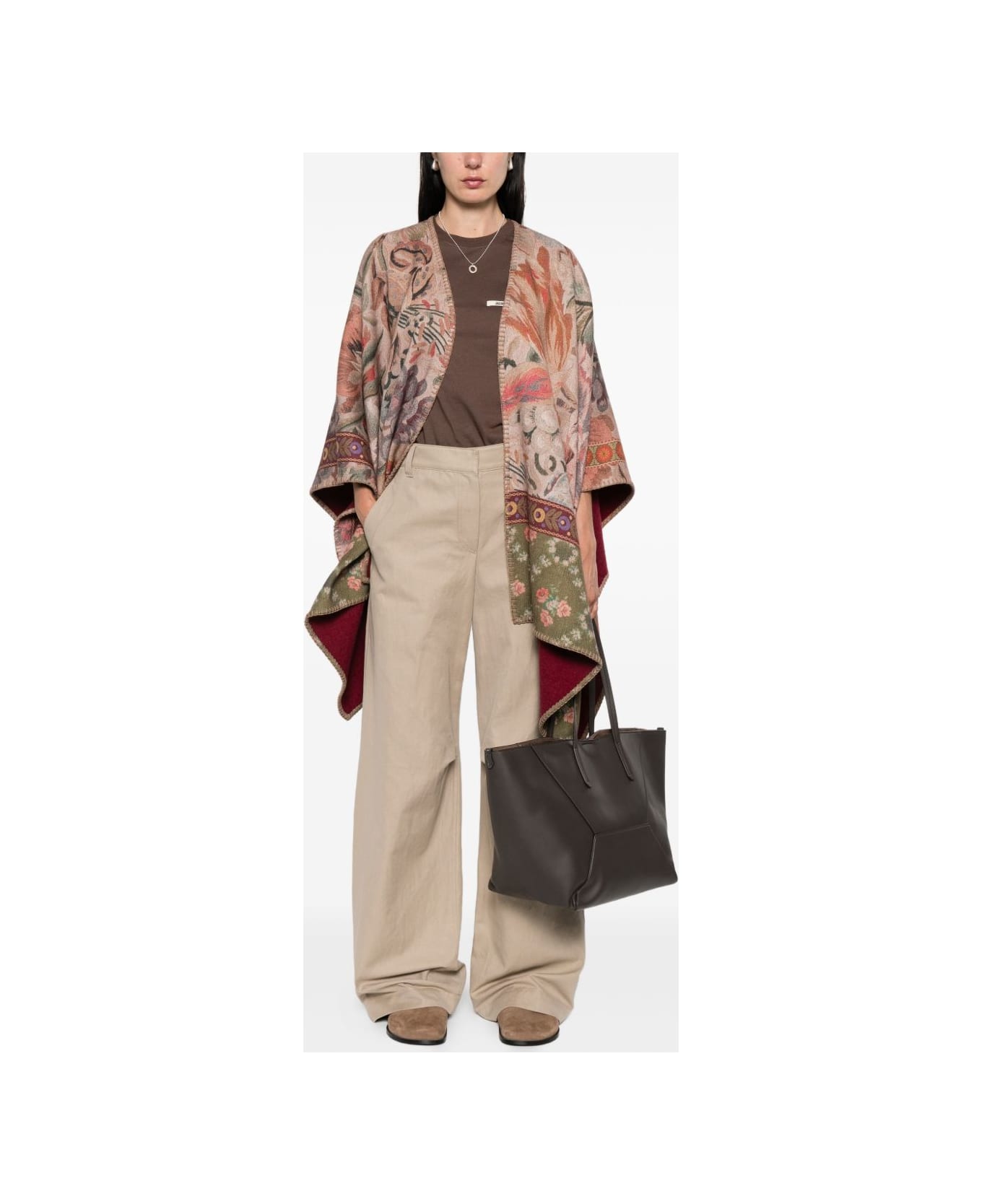 Pierre-Louis Mascia Wool Printed Poncho - Red