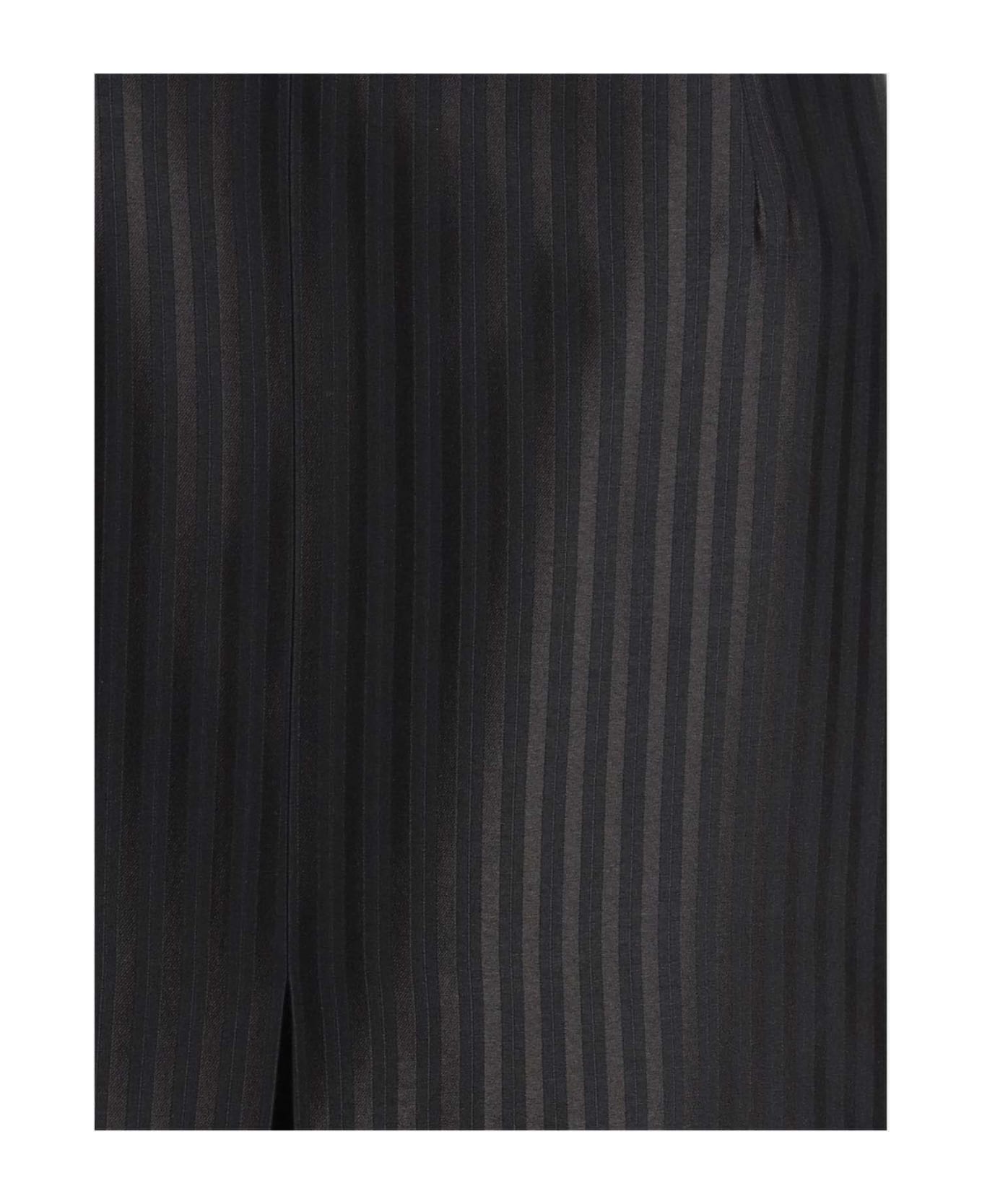 Saint Laurent Wool And Silk Skirt With Striped Pattern - Black