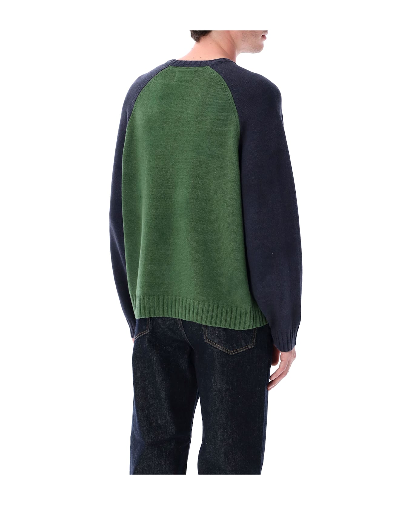Stussy Colorblocked Raglan Sweater - GREEN
