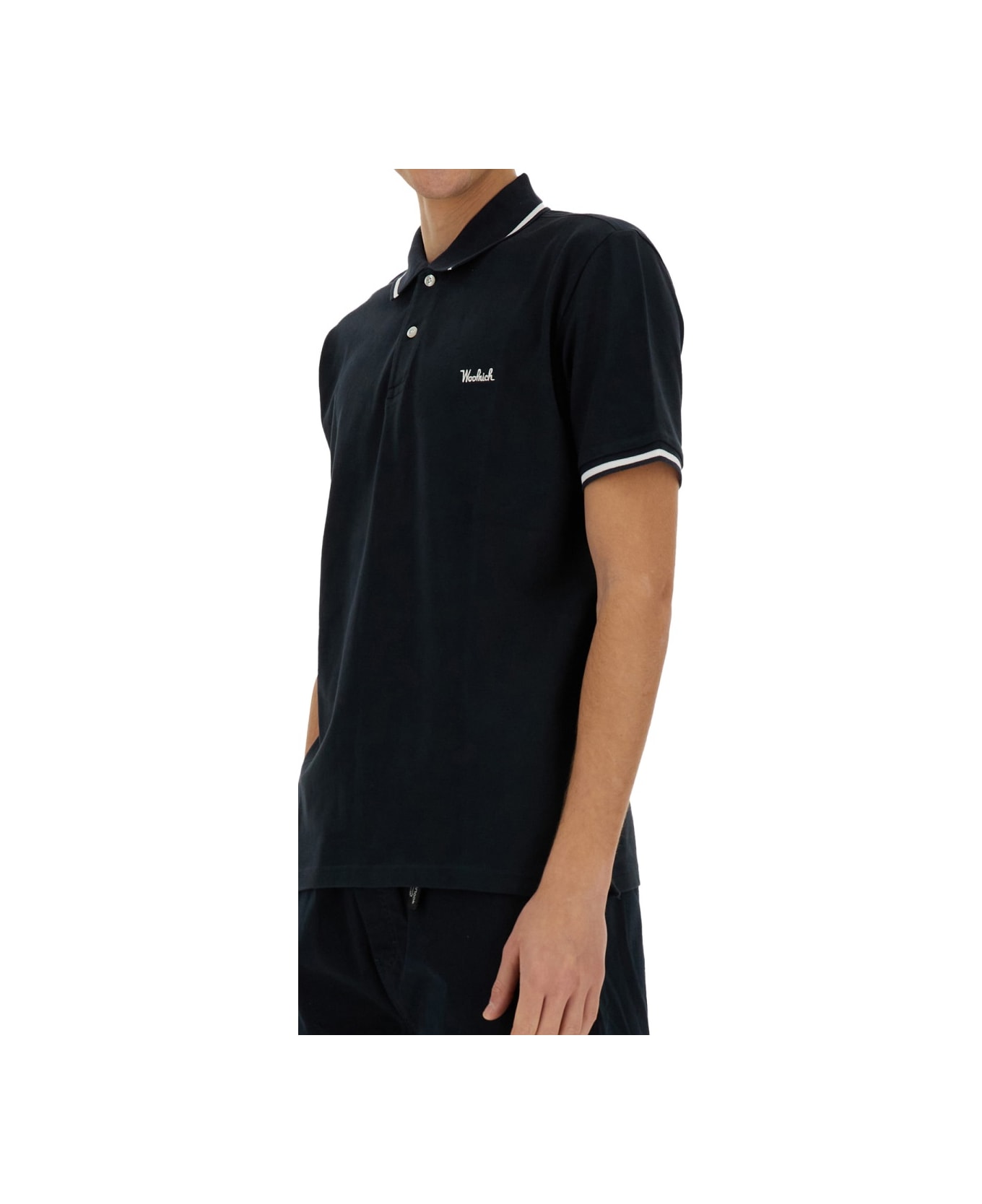 Woolrich Polo With Logo - Melton Blue