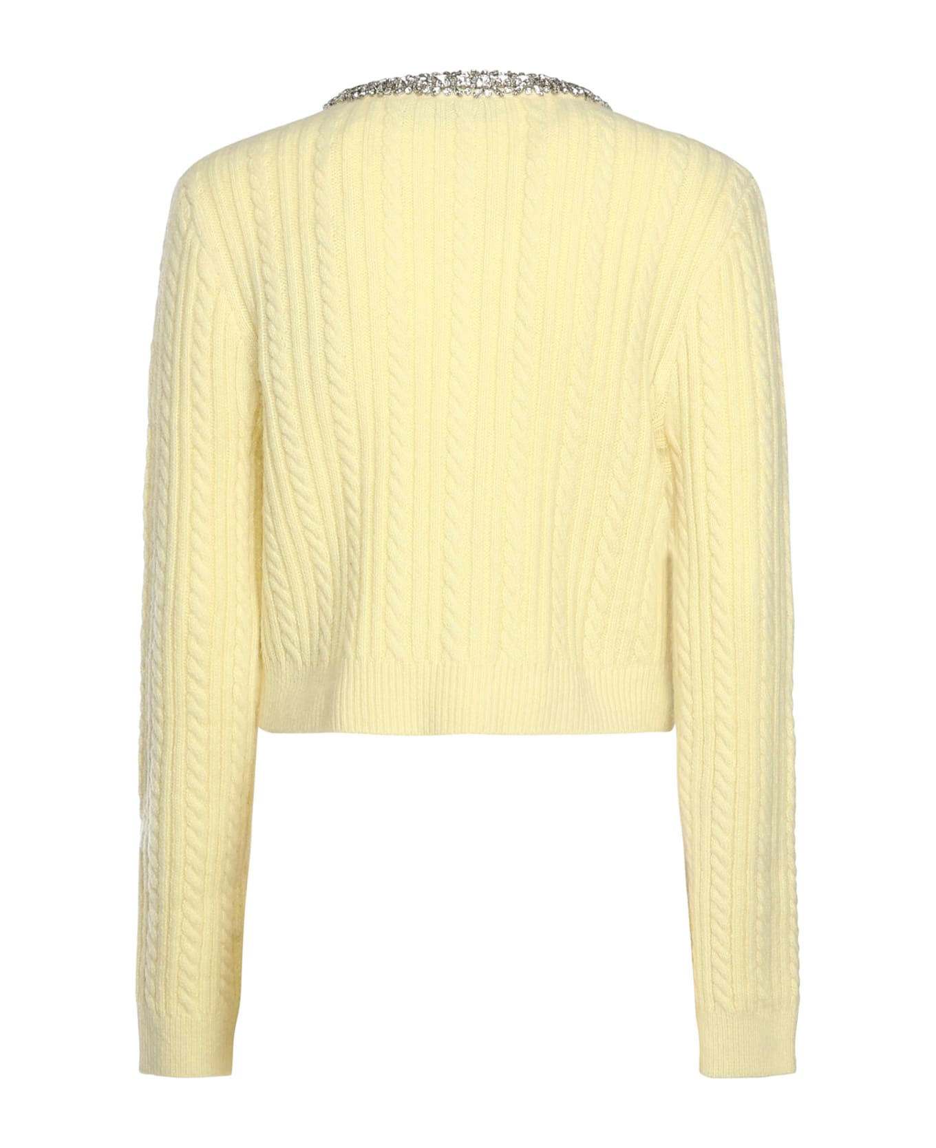 self-portrait Alpaca Cardigan With Pearls And Rhinestones - Yellow ニットウェア