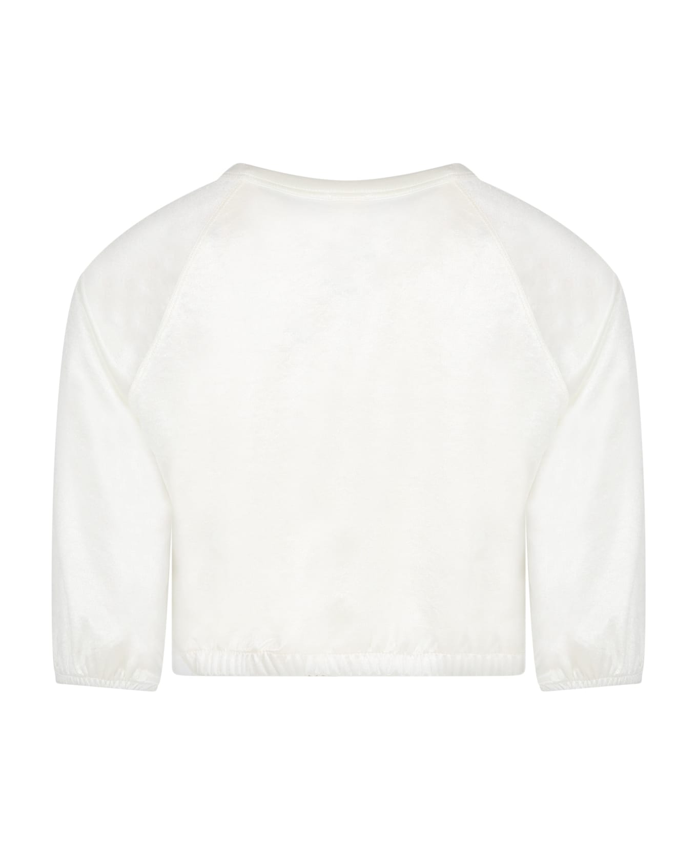 Caffe' d'Orzo Ivory Sweatshirt For Girl - Ivory ニットウェア＆スウェットシャツ