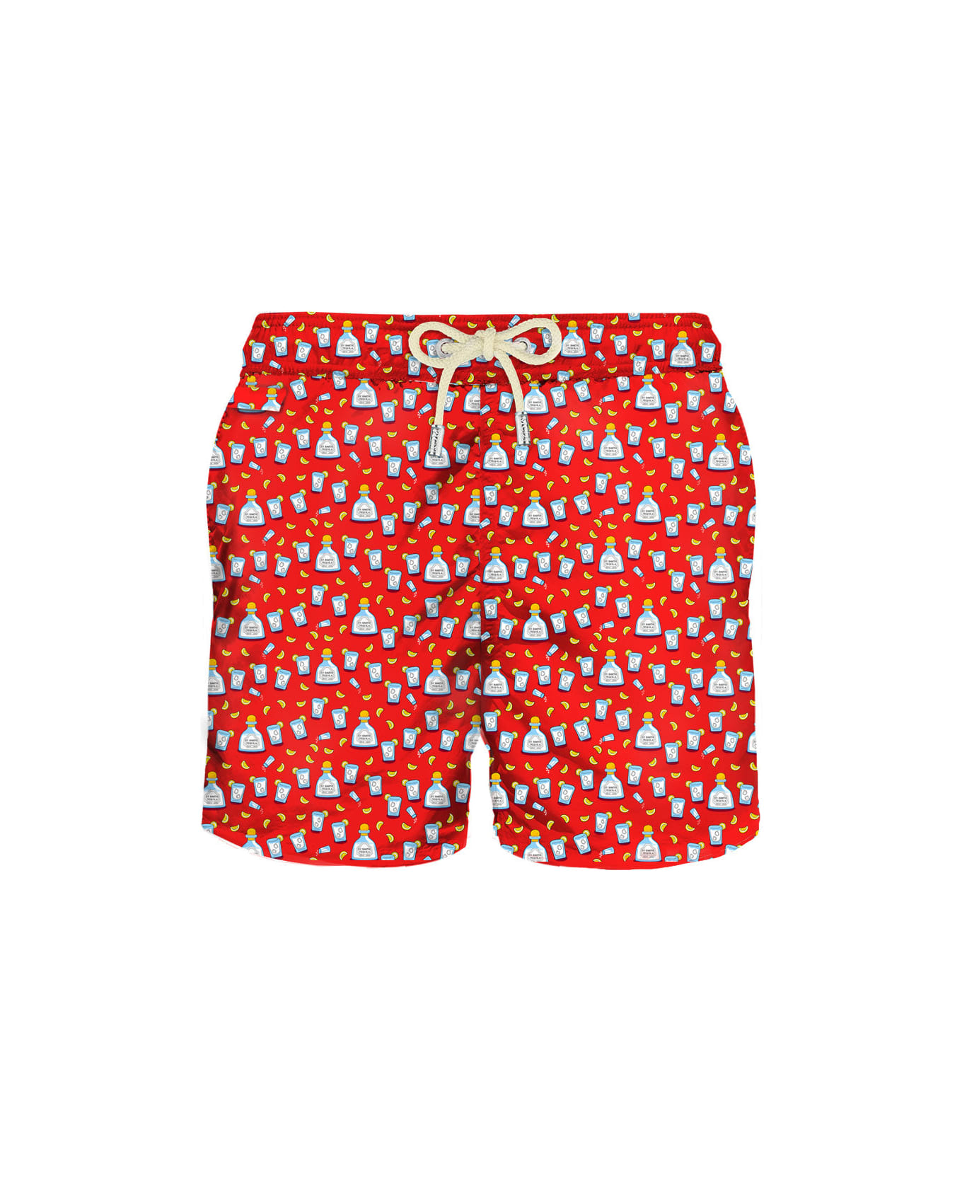 MC2 Saint Barth Man Light Fabric Swim Shorts With Tequila Print - RED