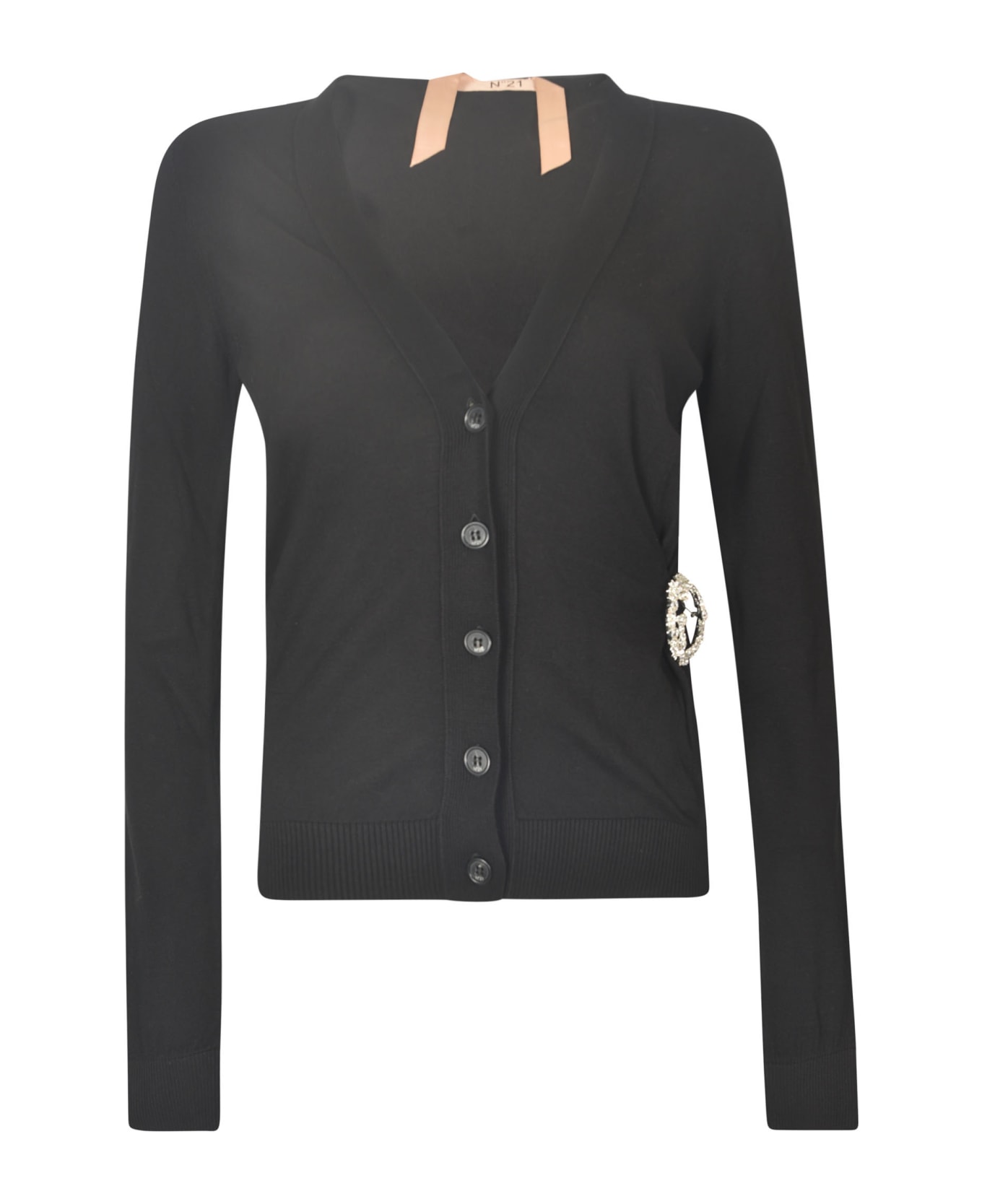 N.21 Buttoned Fitted Cardigan - Black