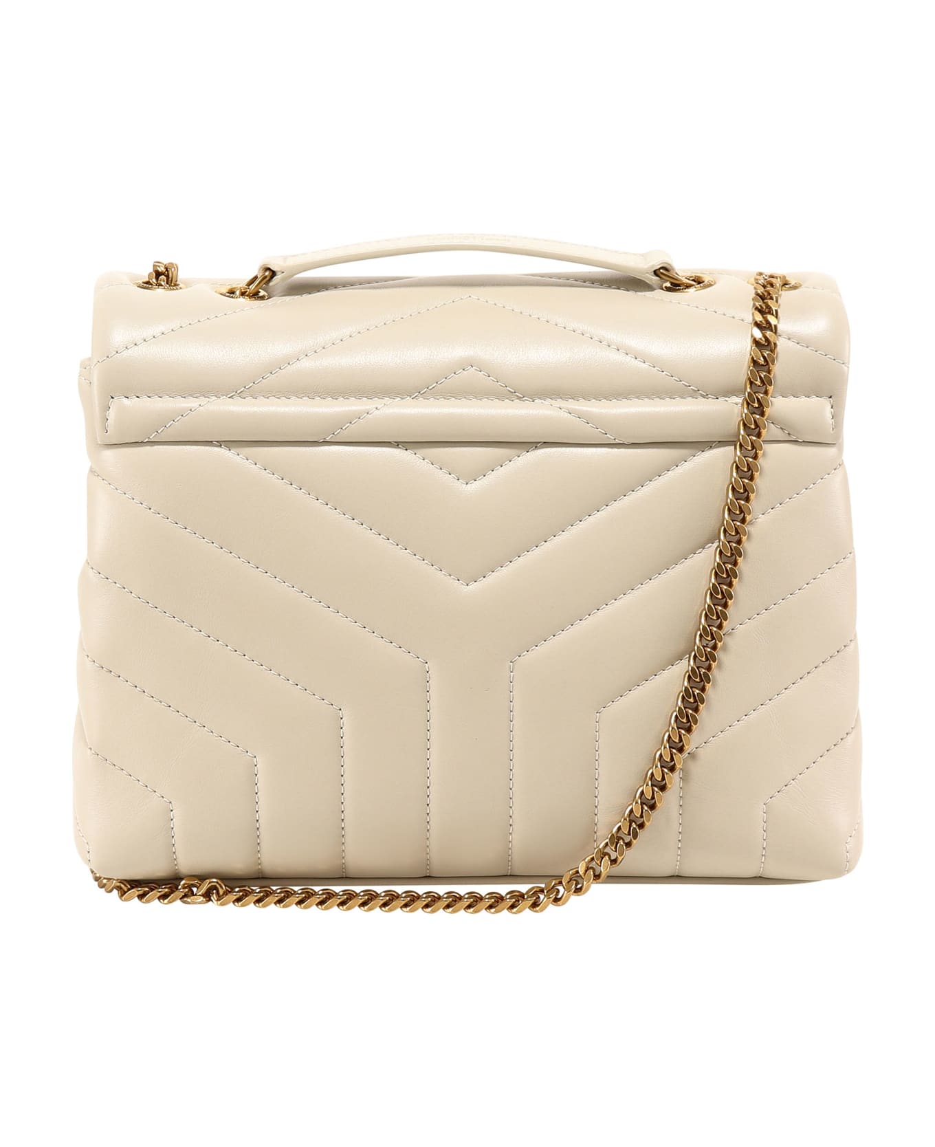 Saint Laurent Small Loulou Bag In Quilted Leather - White
