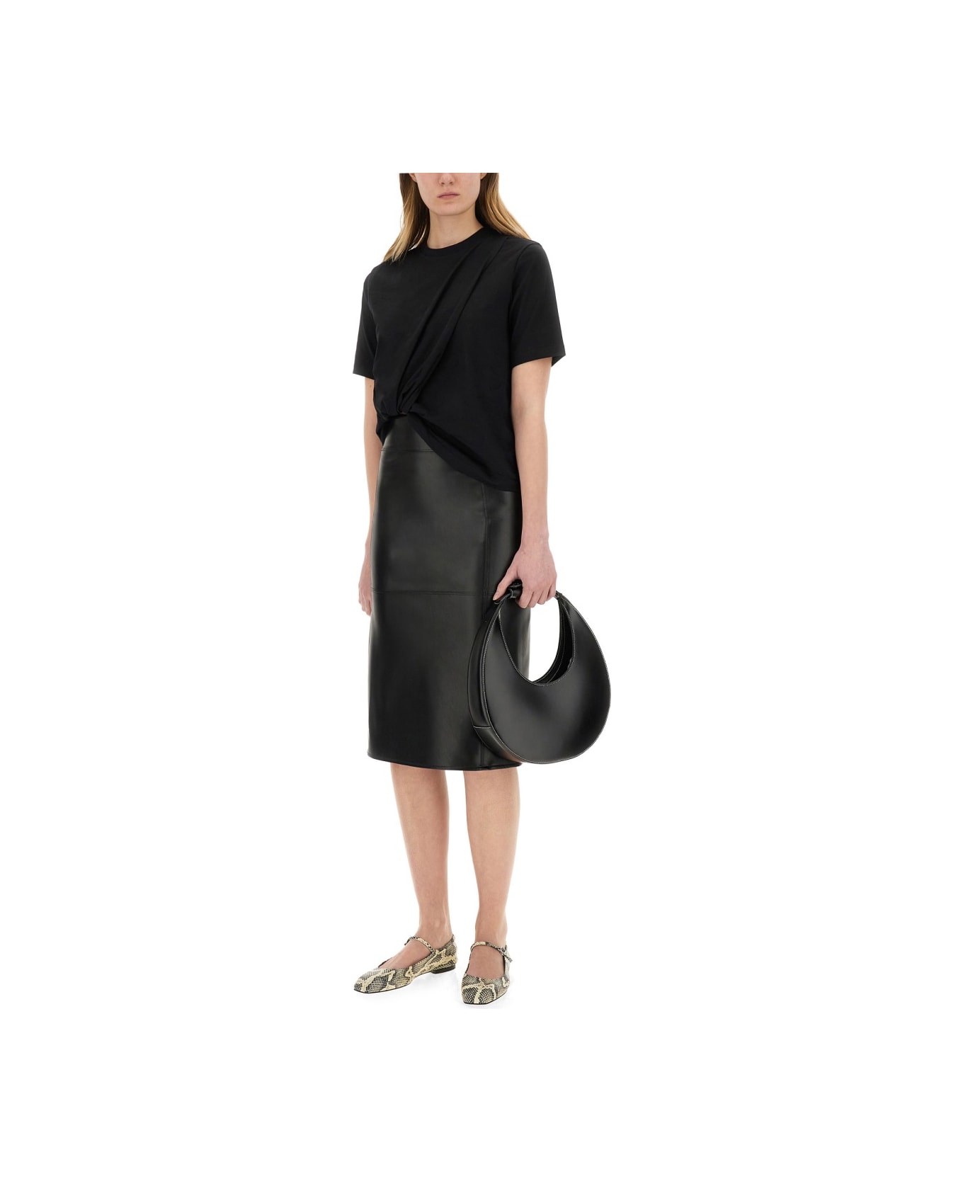 MSGM Asymmetrical T-shirt - BLACK