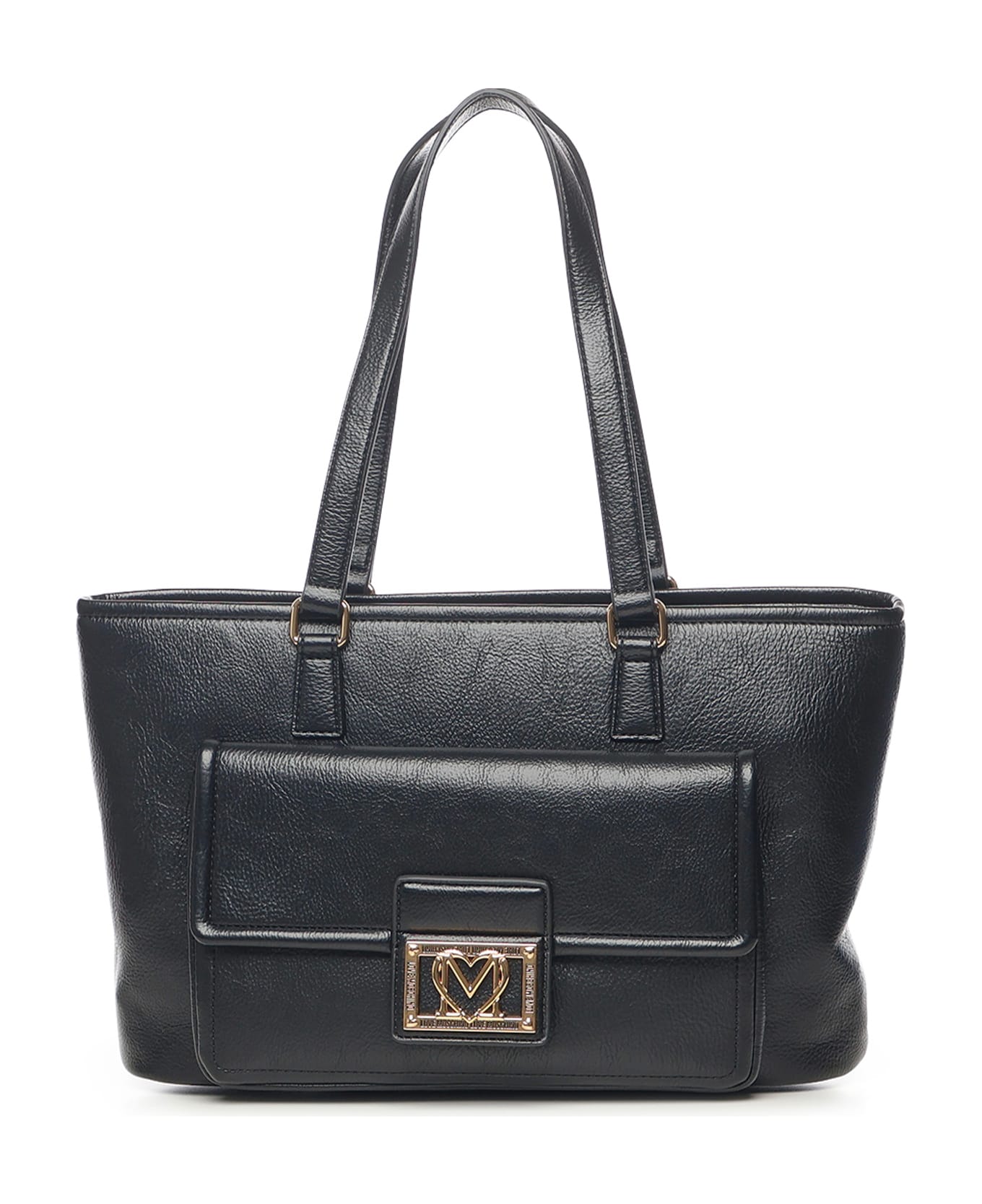 Love Moschino Shopper Bag With Logo Plaque - Black トートバッグ