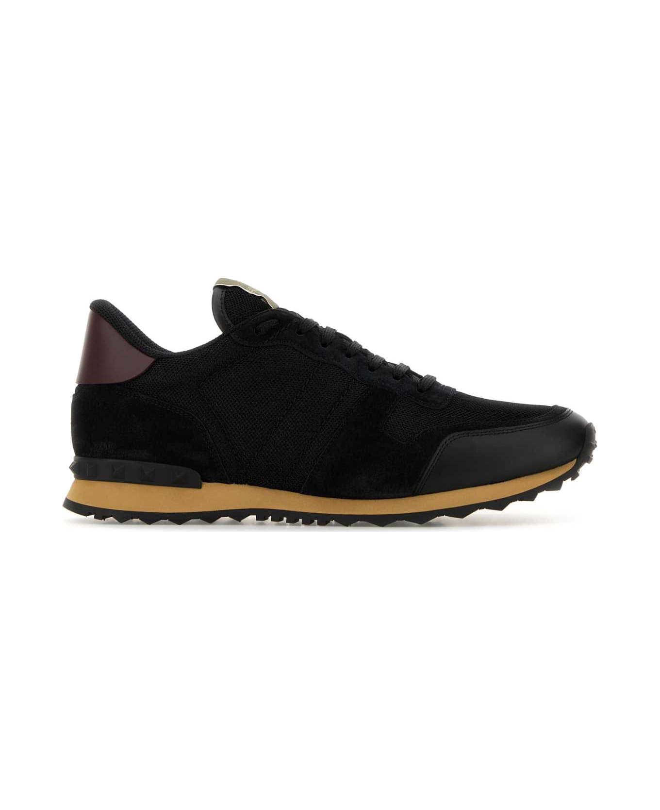 Valentino Garavani Black Fabric And Suede Sneakers - NERONERONERONERORUBINBENERONERO