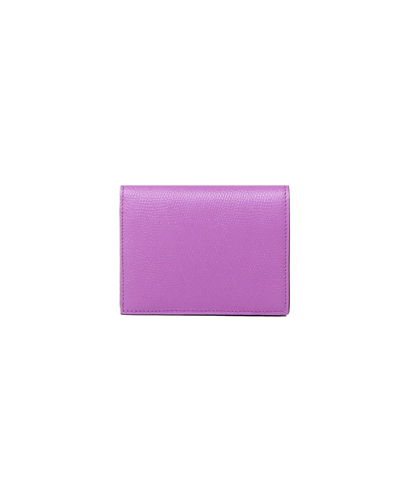 Valentino Garavani Compact Vlogo Signature Valentino Garavani Wallet In Grained Calfskin - VIVID VIOLET