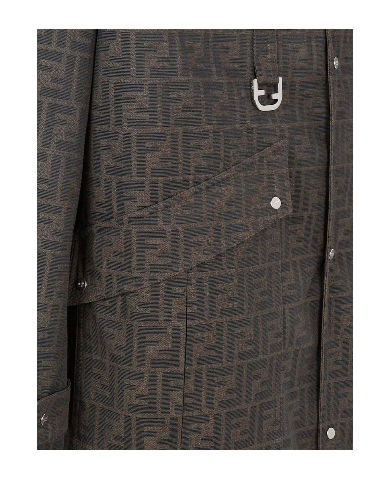 Fendi Monogrammed Collared Jacket - Brown