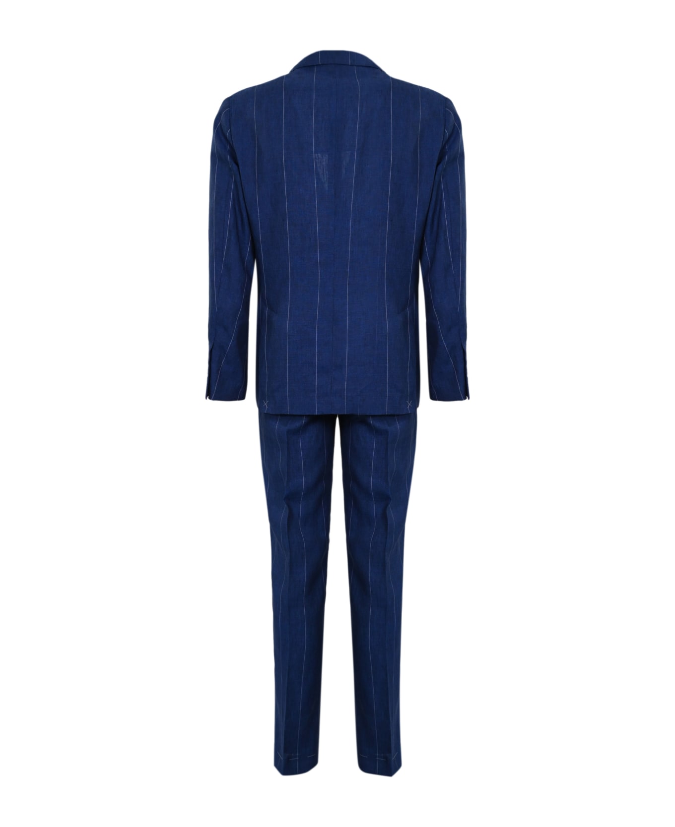 Brunello Cucinelli Pinstriped Linen Suit - Indaco スーツ