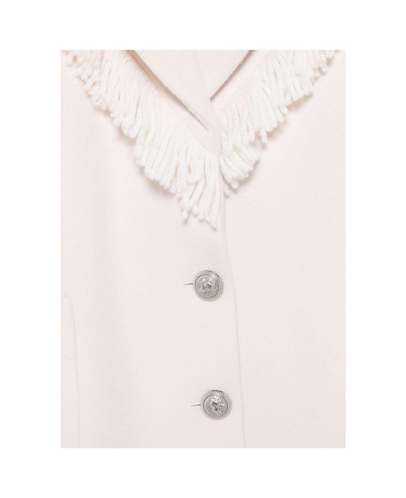 Balmain Cappotto Con Frange - Cream