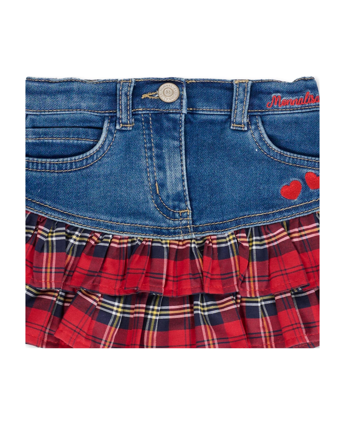 Monnalisa Blue Skirt For Baby Girl With Logo - Denim