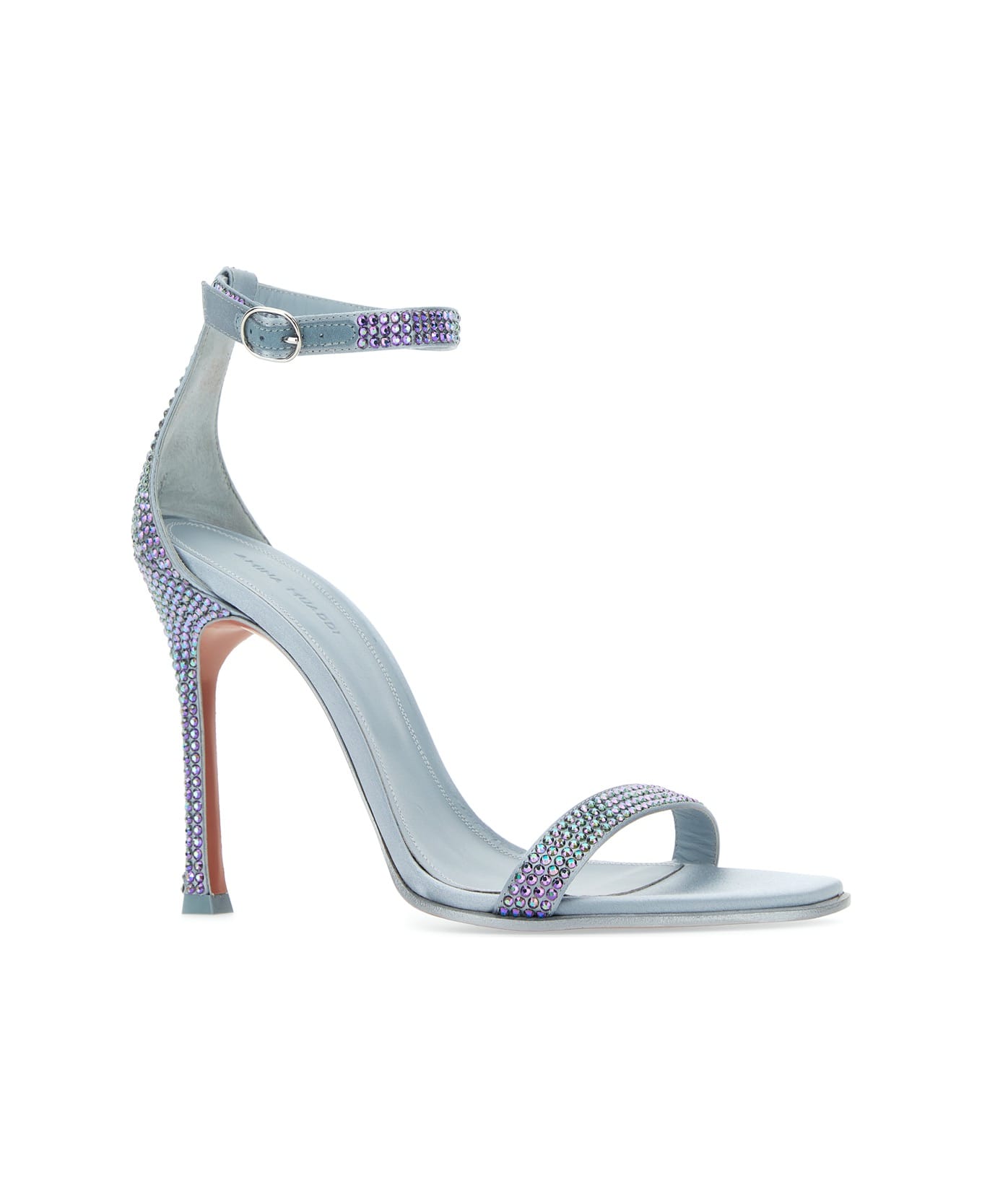 Amina Muaddi Embellished Satin Kim Sandals - GREYPARSHI