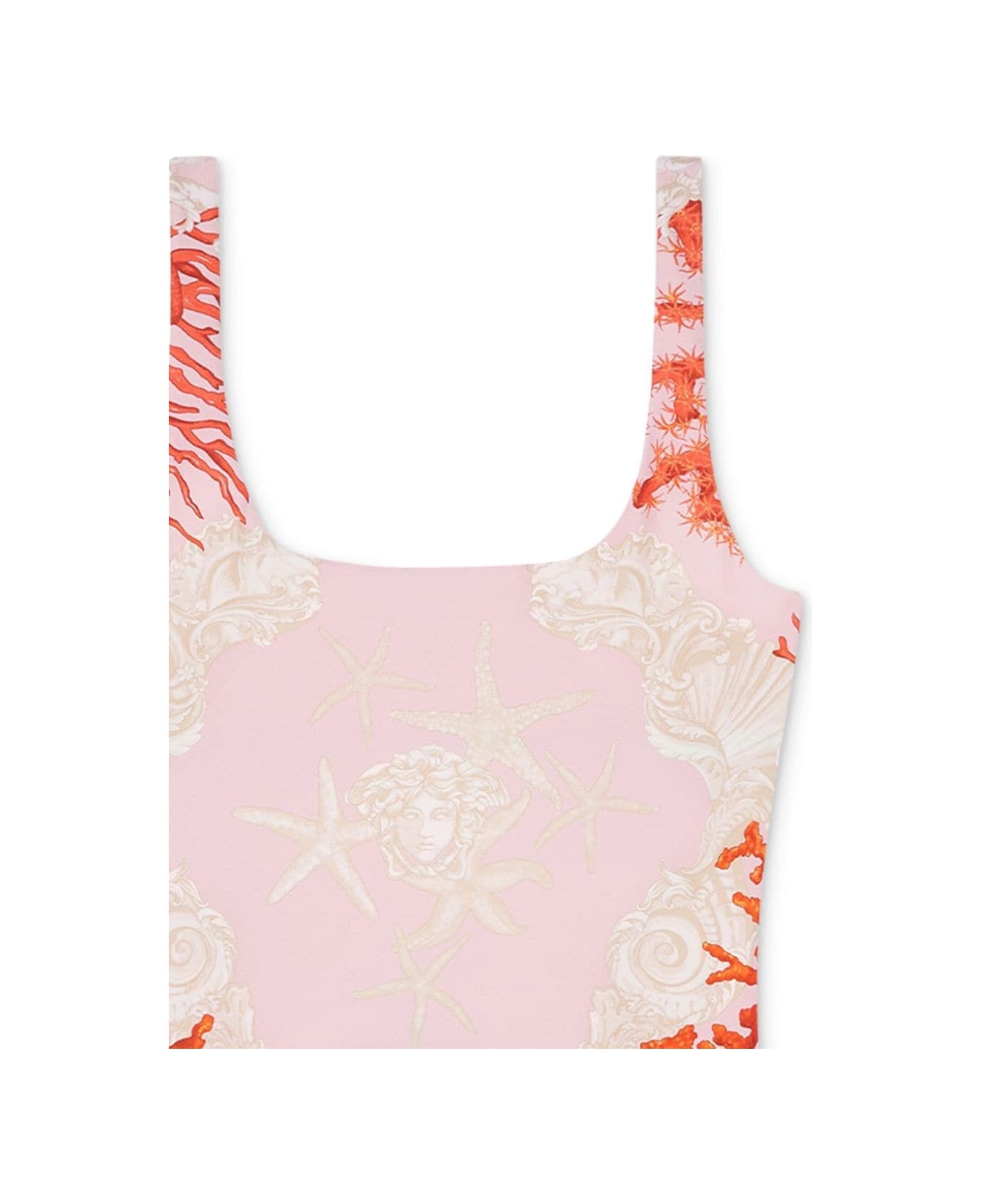 Versace Swim One-piece Corals Print - Dusty Rose Coral Bone