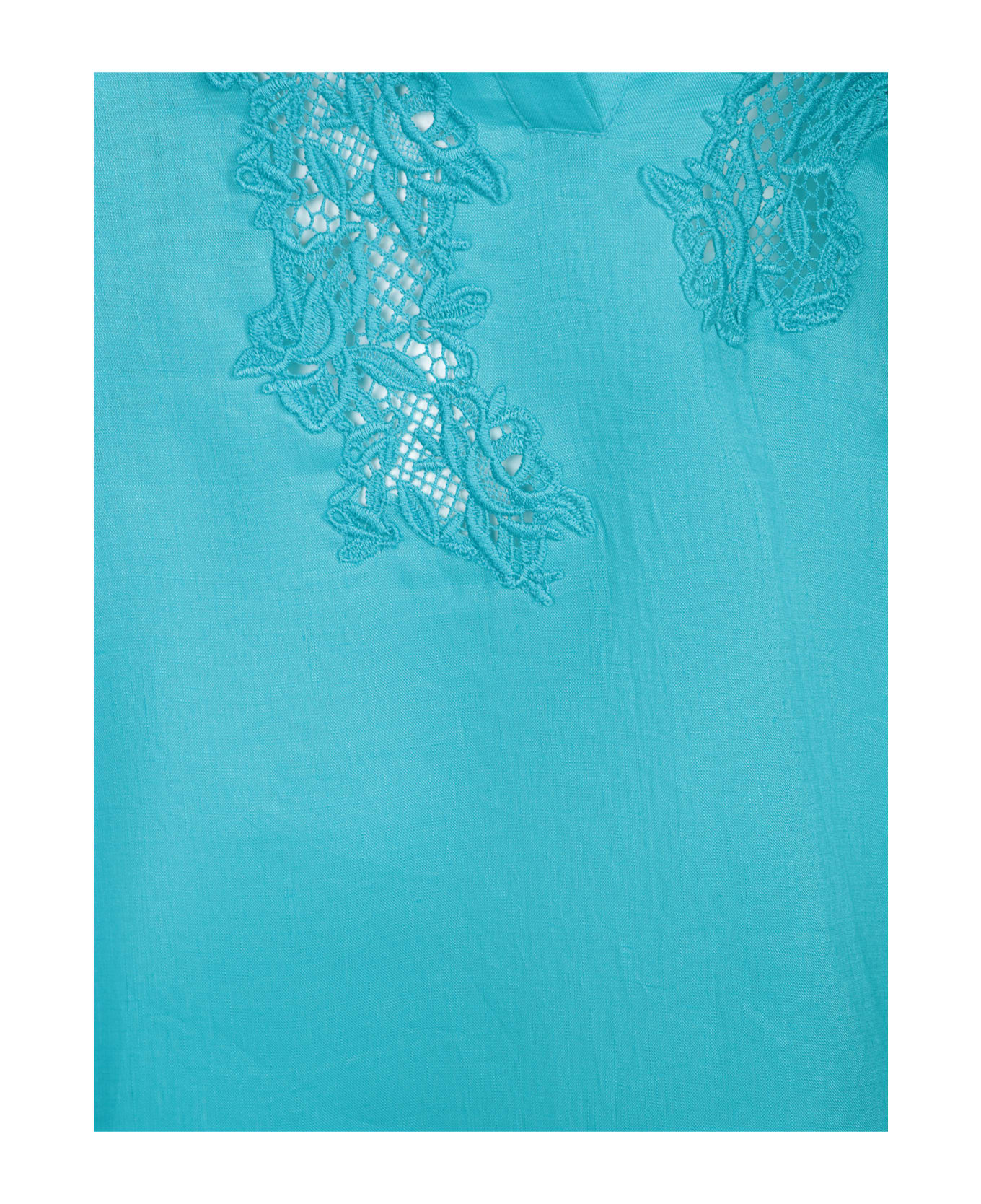 Ermanno Scervino Embroidered Blue Shirt - Blue