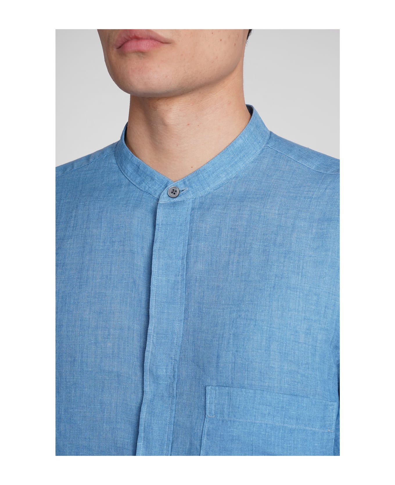 Zegna Shirt In Blue Linen - blue