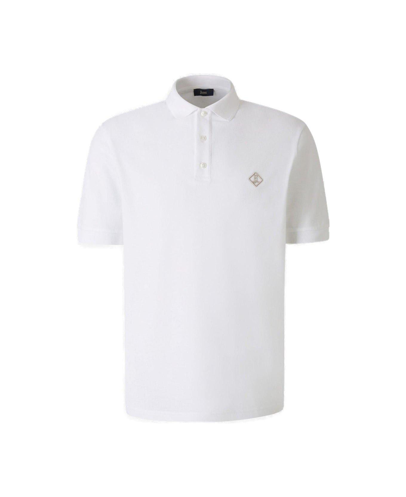 Herno Logo Embroidered Short-sleeved Polo Shirt - Bianco