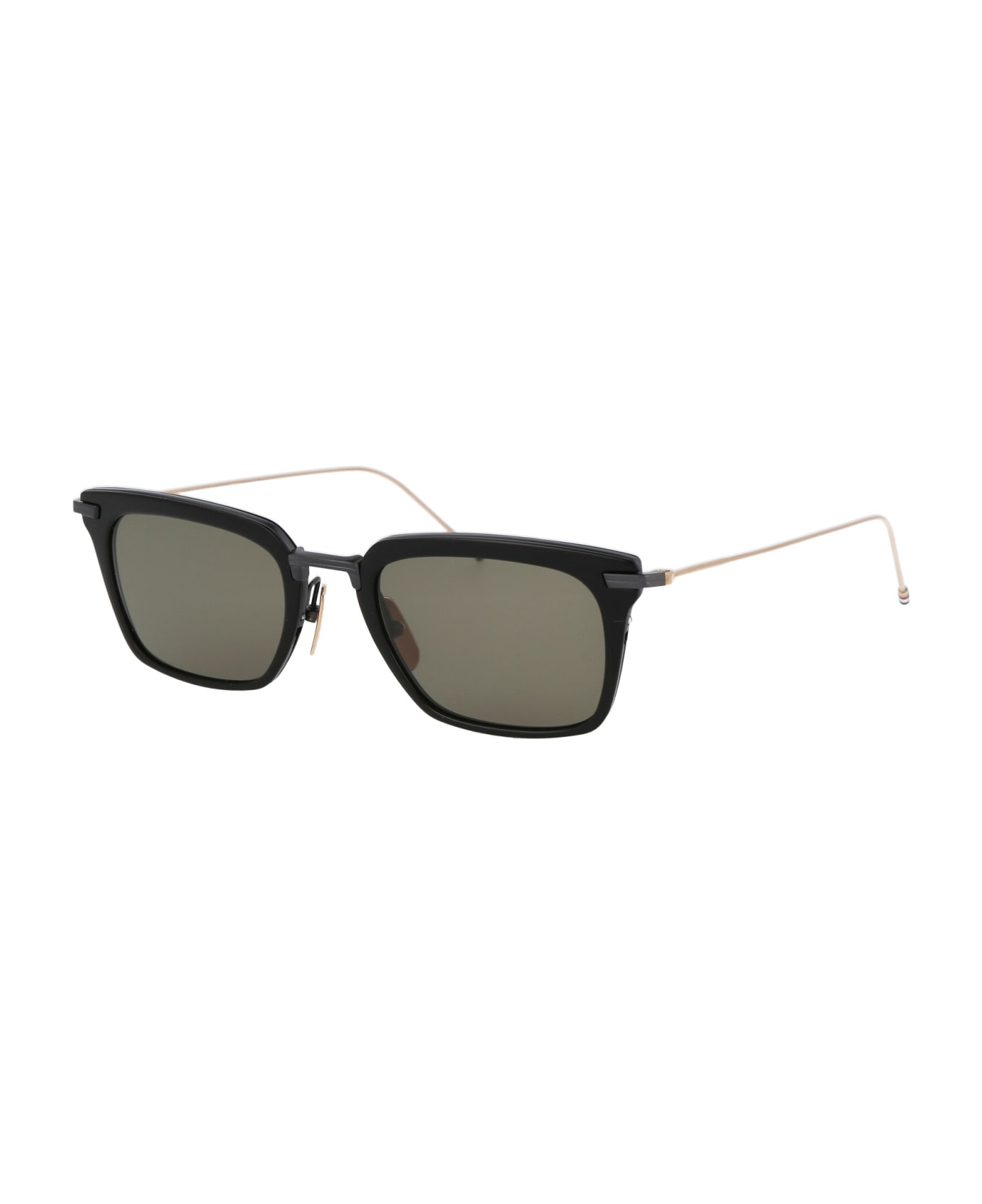 Thom Browne Tb-916 Sunglasses - 01 BLACK - BLACK IRON - WHITE GOLD TEMPLES W/ G-15