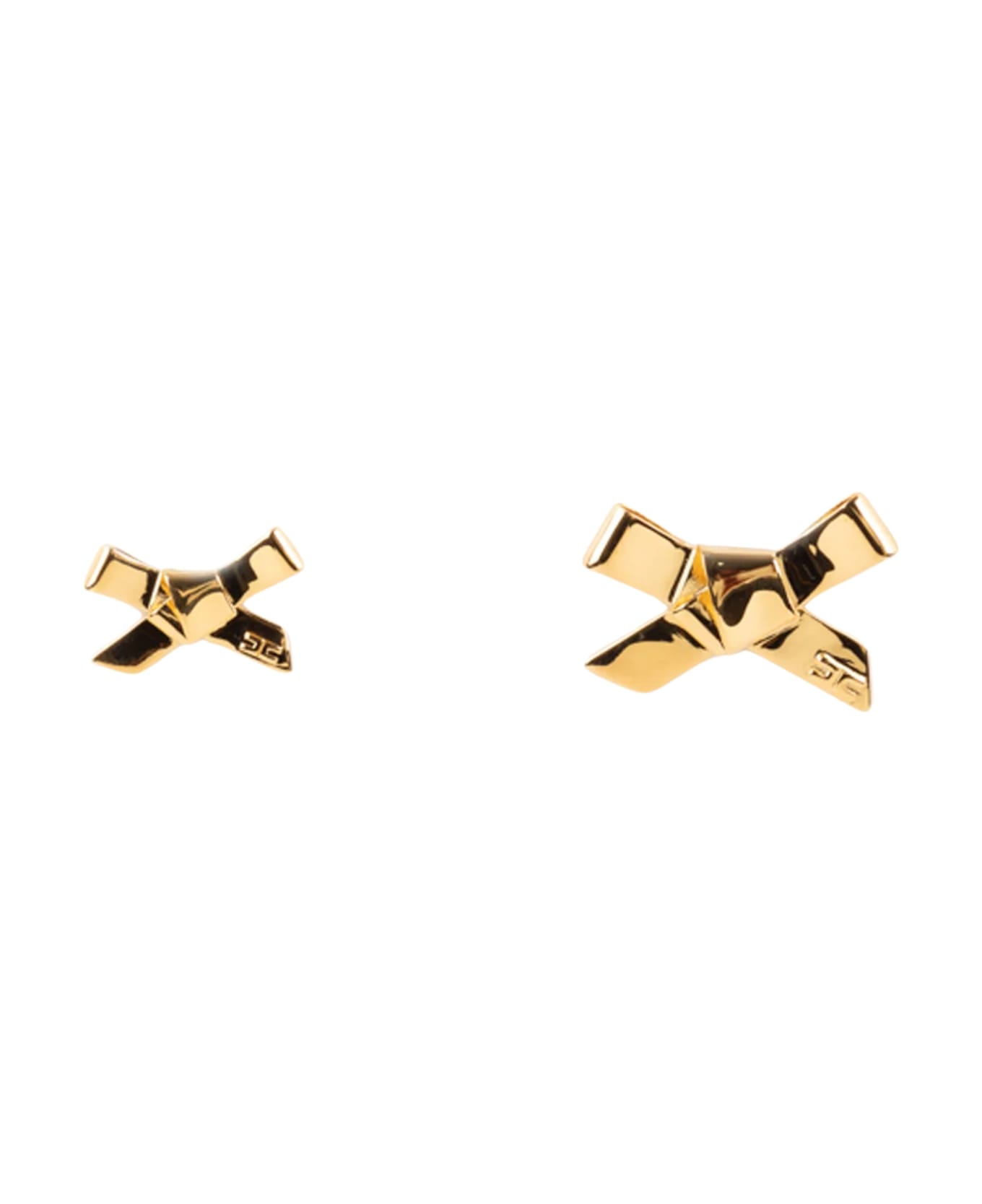 Elisabetta Franchi Metal Bow Earrings With Logo - Oro giallo