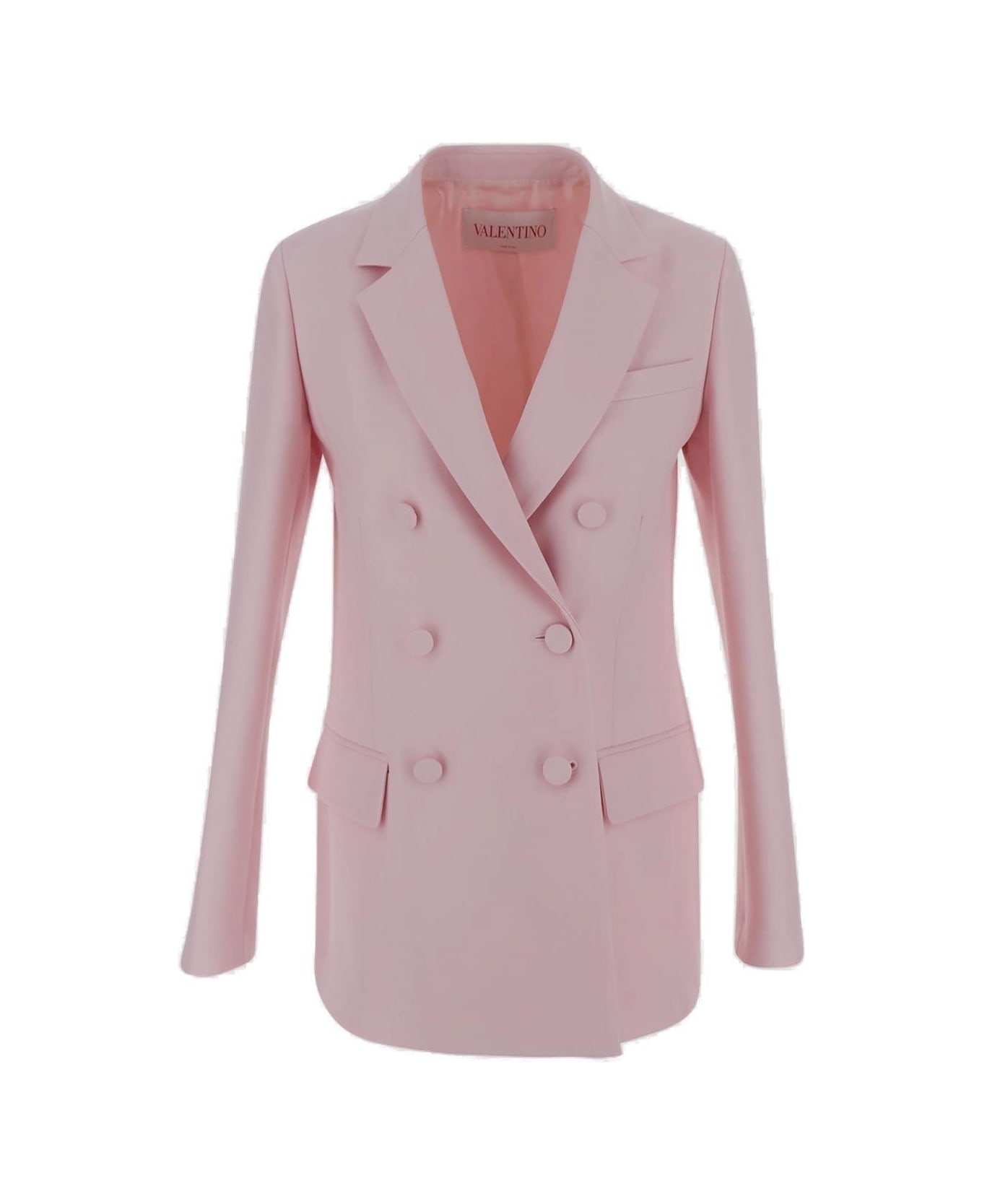 Valentino Double-breasted Straight Hem Blazer - PINK