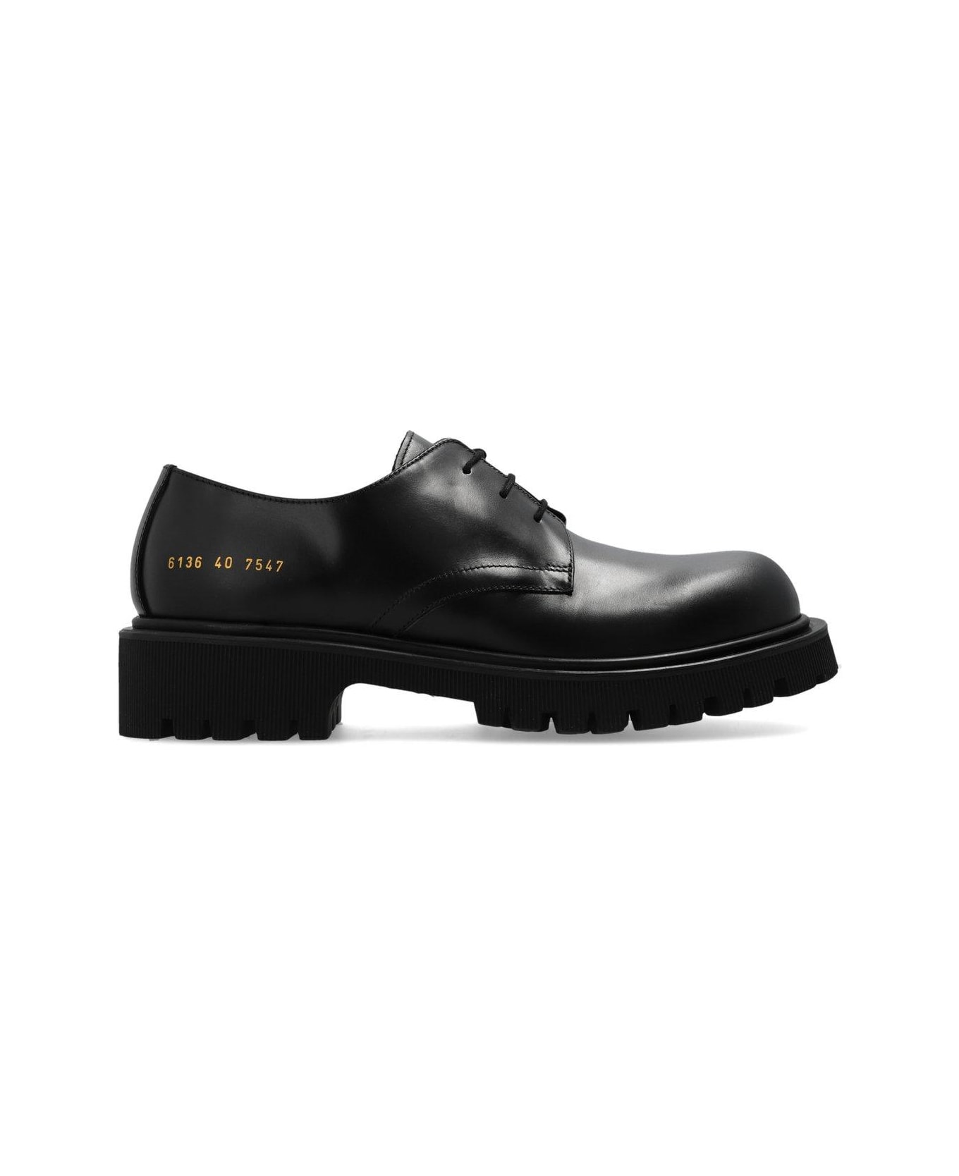 Common Projects Logo Printed Derby Shoes - BLACK フラットシューズ