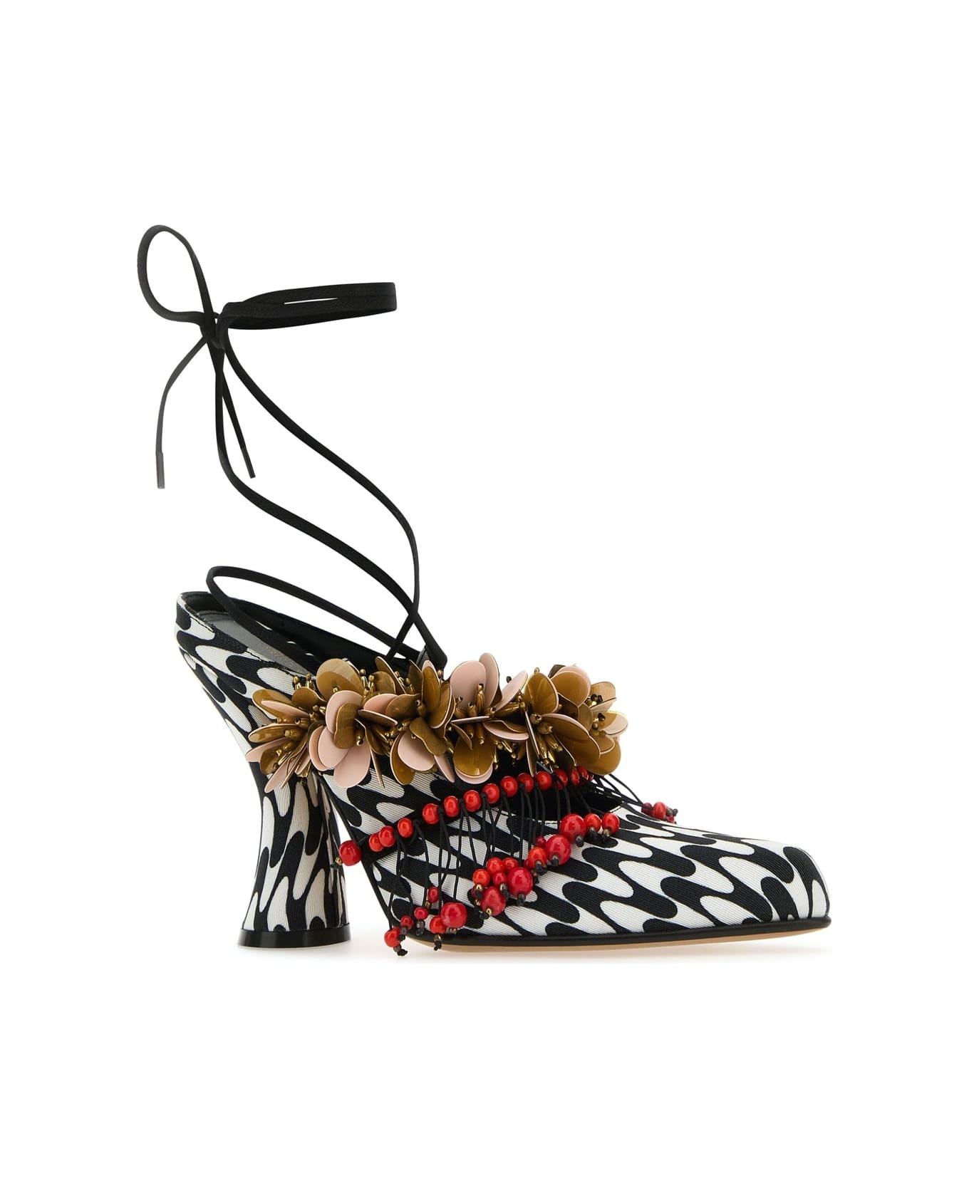 Dries Van Noten Printed Fabric Mules - RED