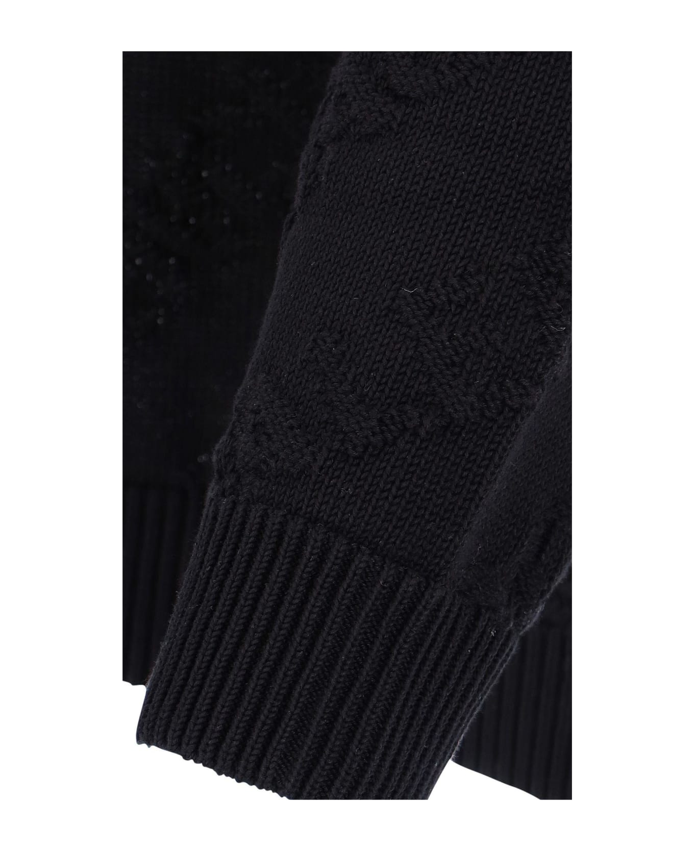 Balenciaga All-over Tonal Logo Sweater - BLACK