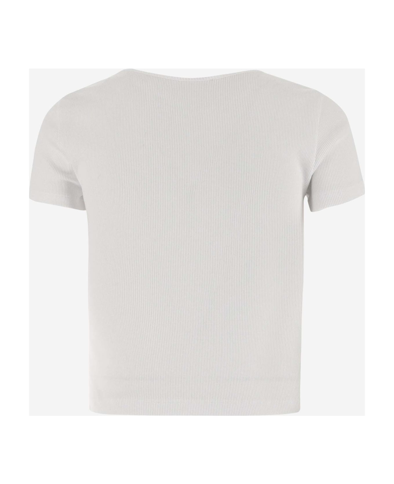 Blumarine Stretch Cotton T-shirt With Logo - White
