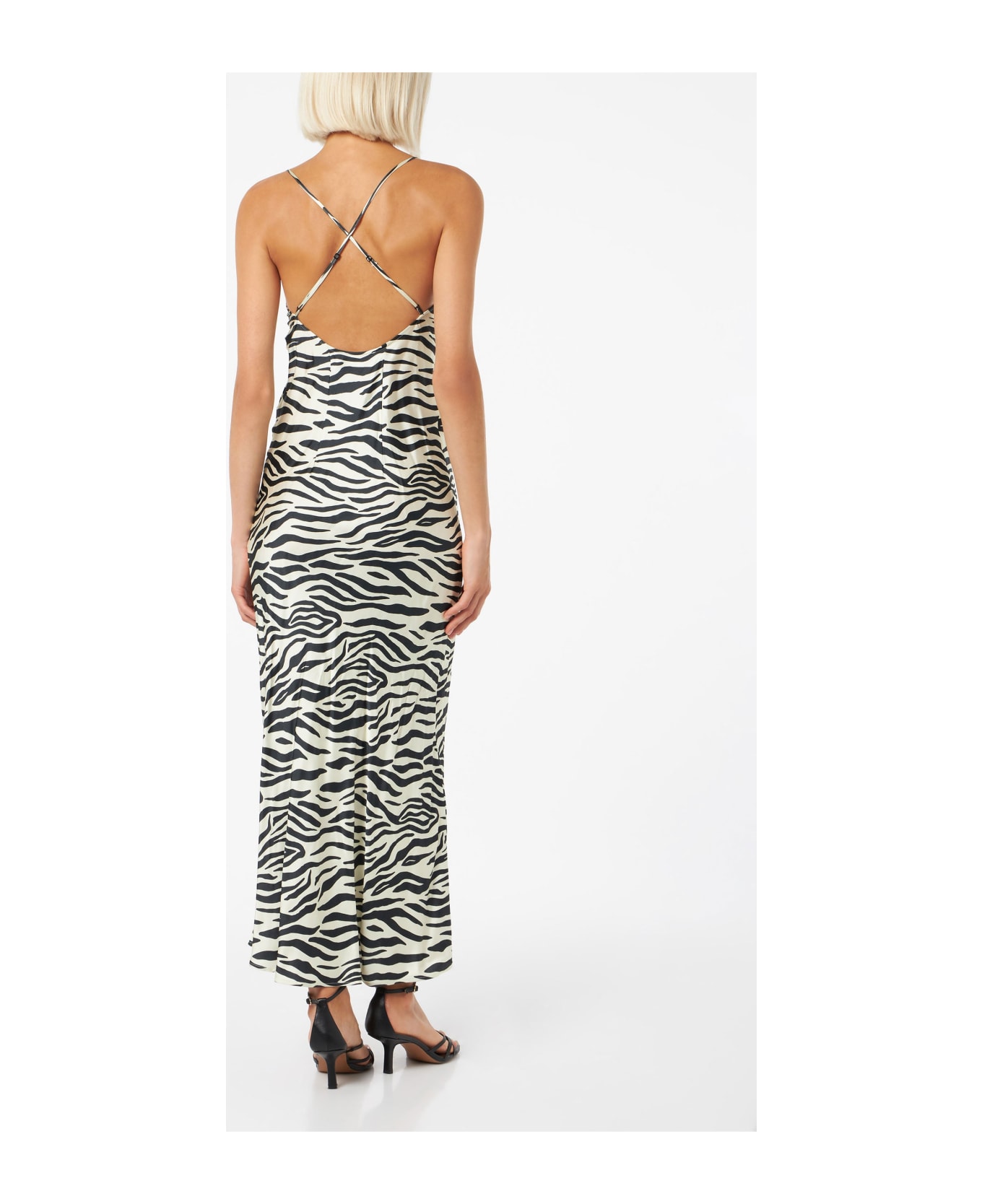 MC2 Saint Barth Woman Satin Zebra Slip Dress Eydis - WHITE