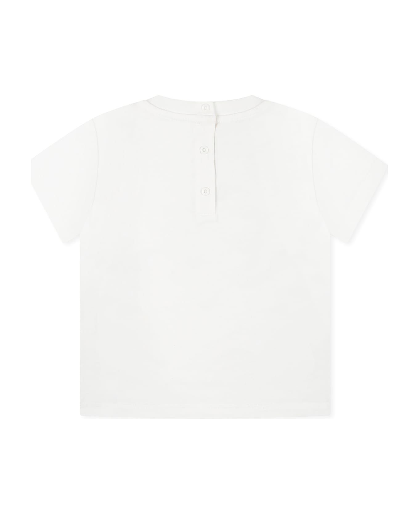Fendi White T-shirt For Baby Boy With Crest - White