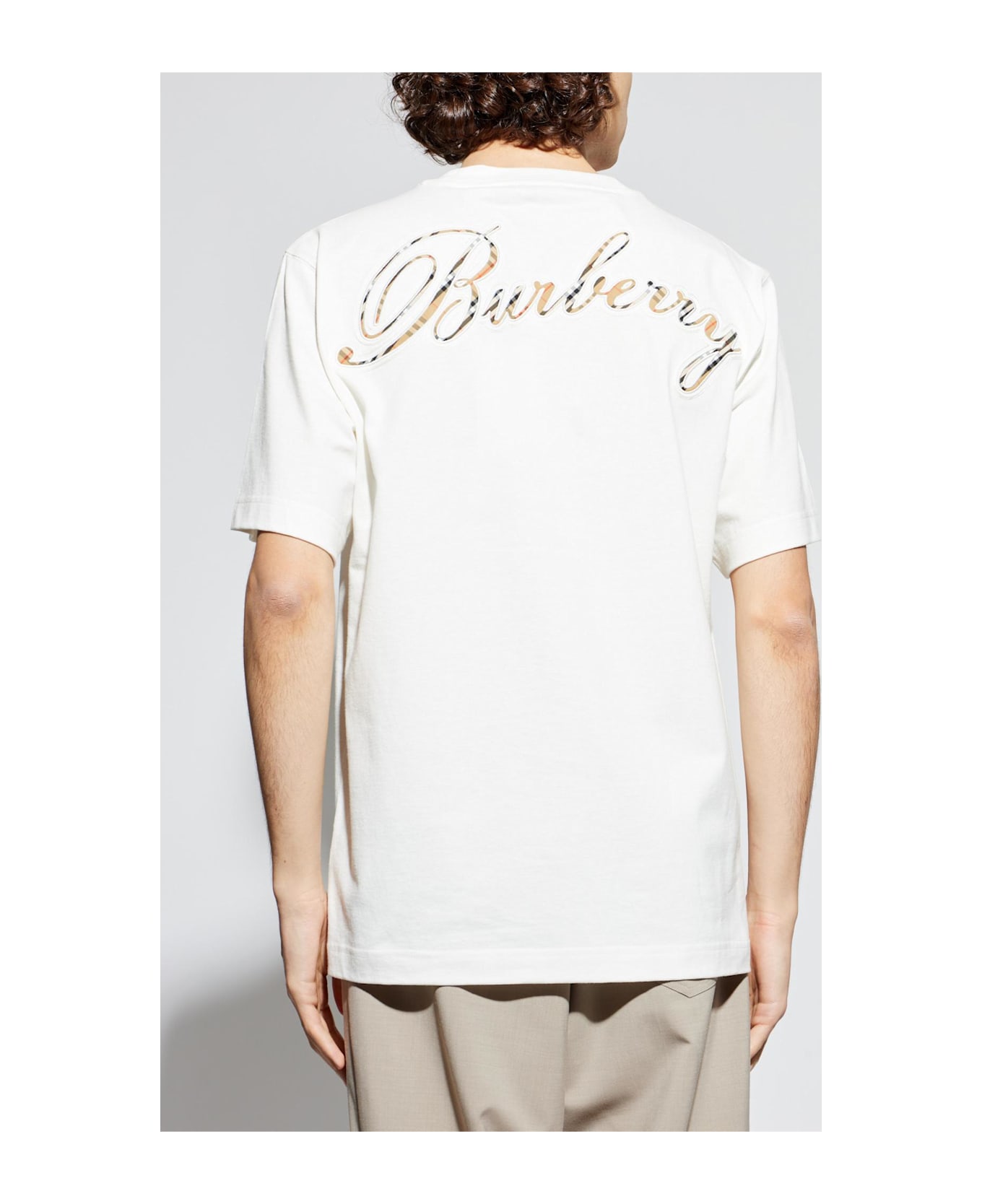 Burberry T-shirt With Embroidered Logo - CHALK