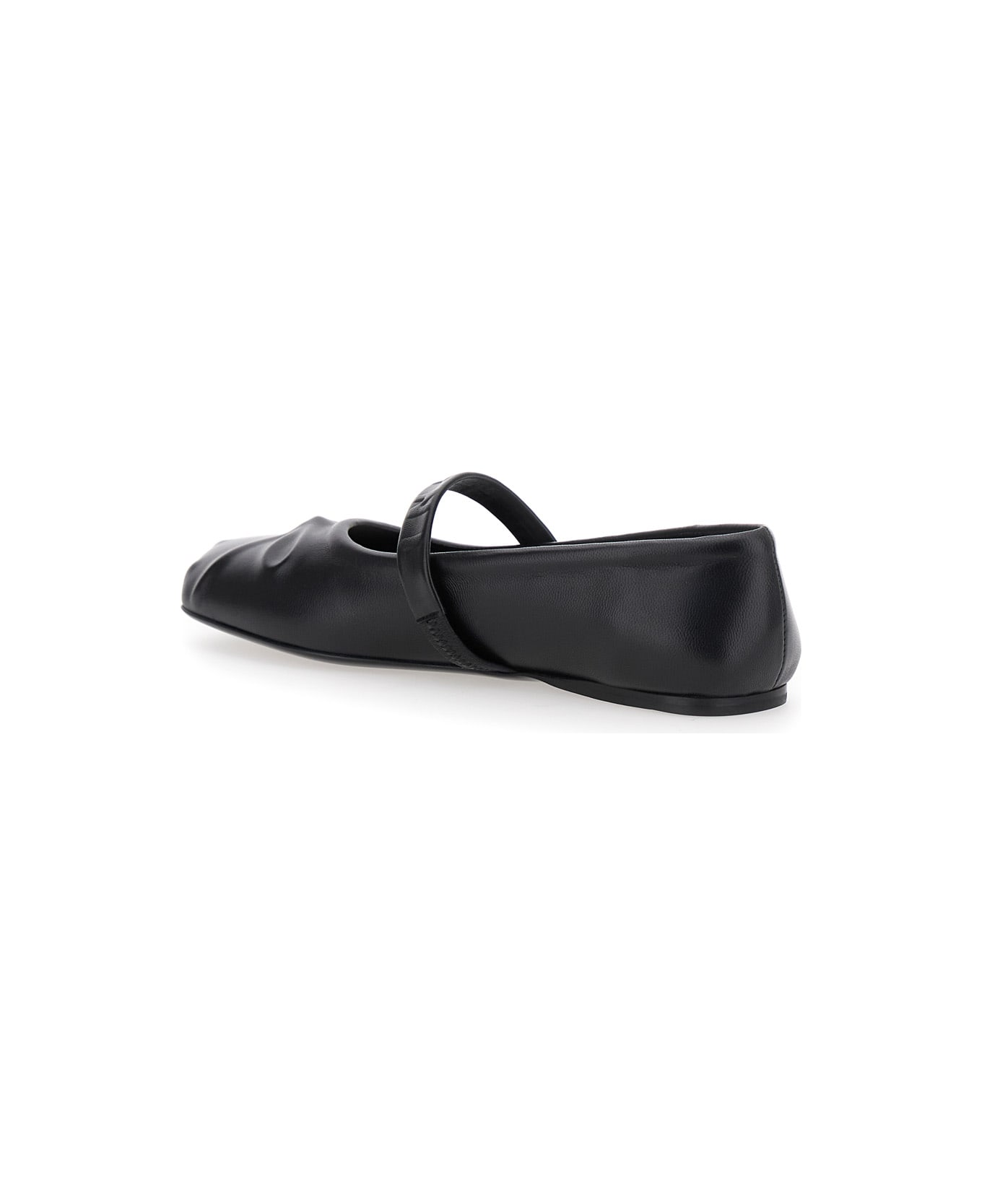 Marni Black Ballerinas With Embossed Bow Detail On The Front In Leather Woman - Black
