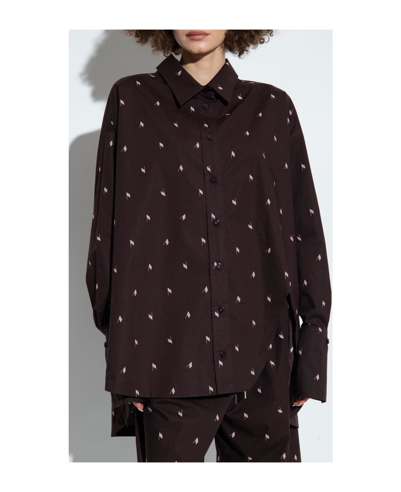 The Attico Diana Long-sleeved Shirt - BROWN/PINK