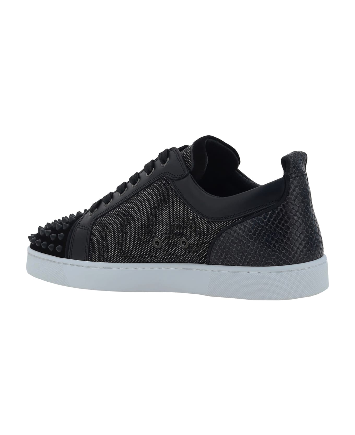 Christian Louboutin Louis Junior Spikes Orlato Sneakers - Black/black Mat