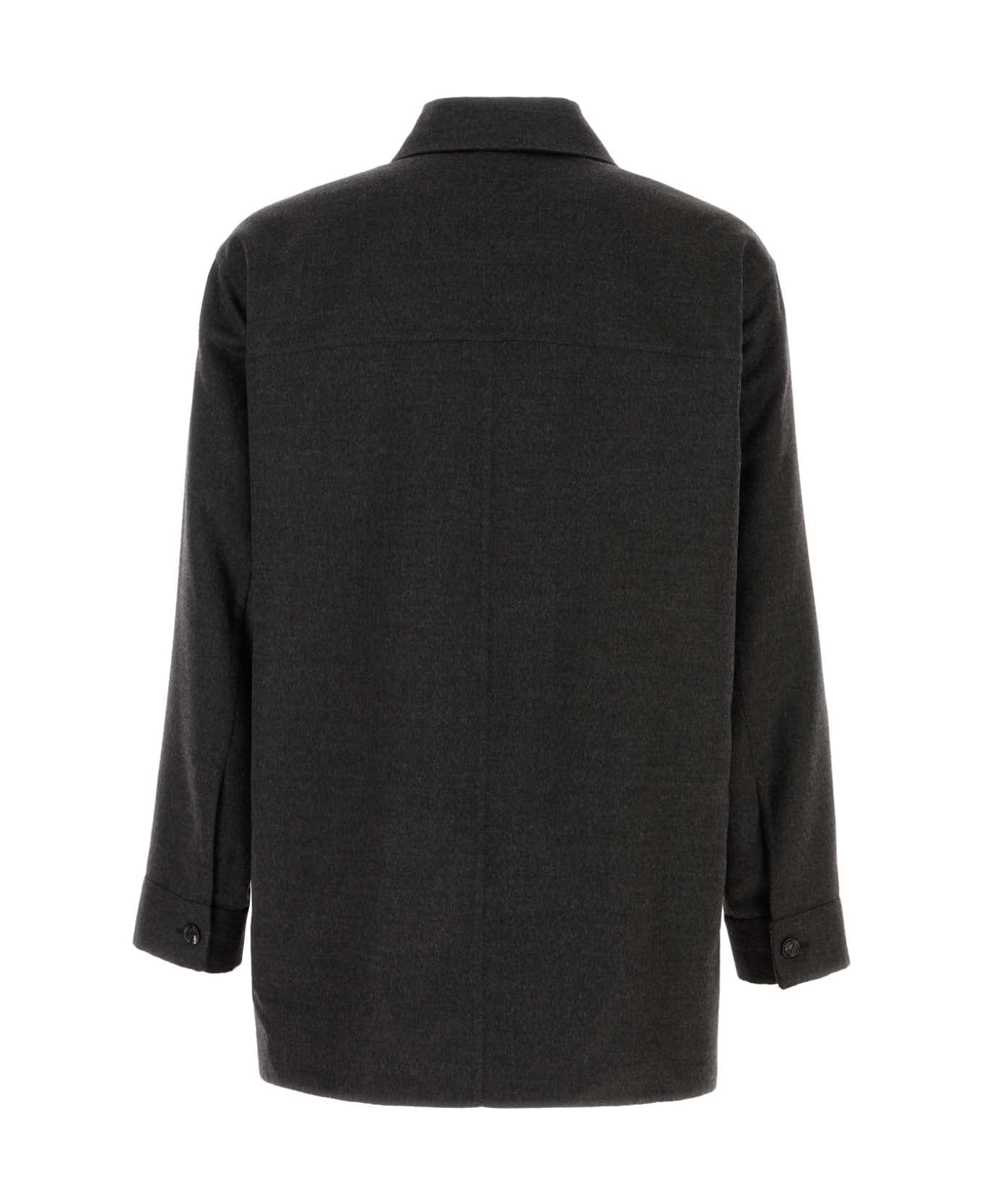 Bottega Veneta Dark Grey Flannel Shirt - CHARCOALMELANGE